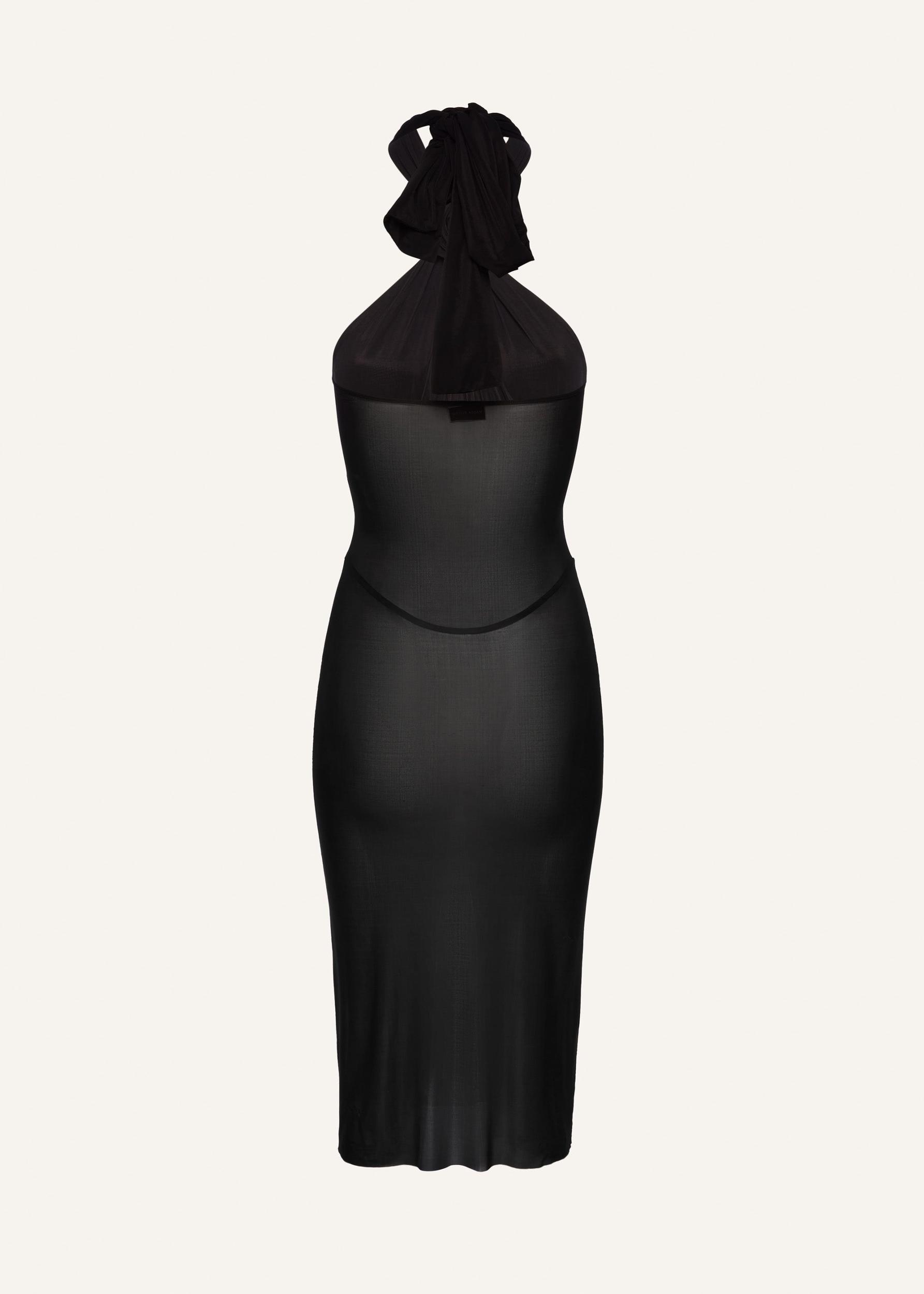 Sheer halter bustier midi dress in black Product Image