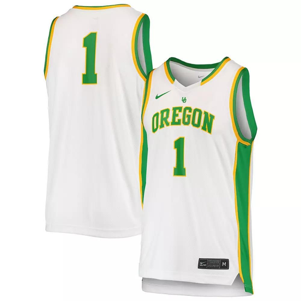 Unisex Nike #1 White Oregon Ducks Women's Basketball Throwback Replica Jersey, Size: Large Product Image