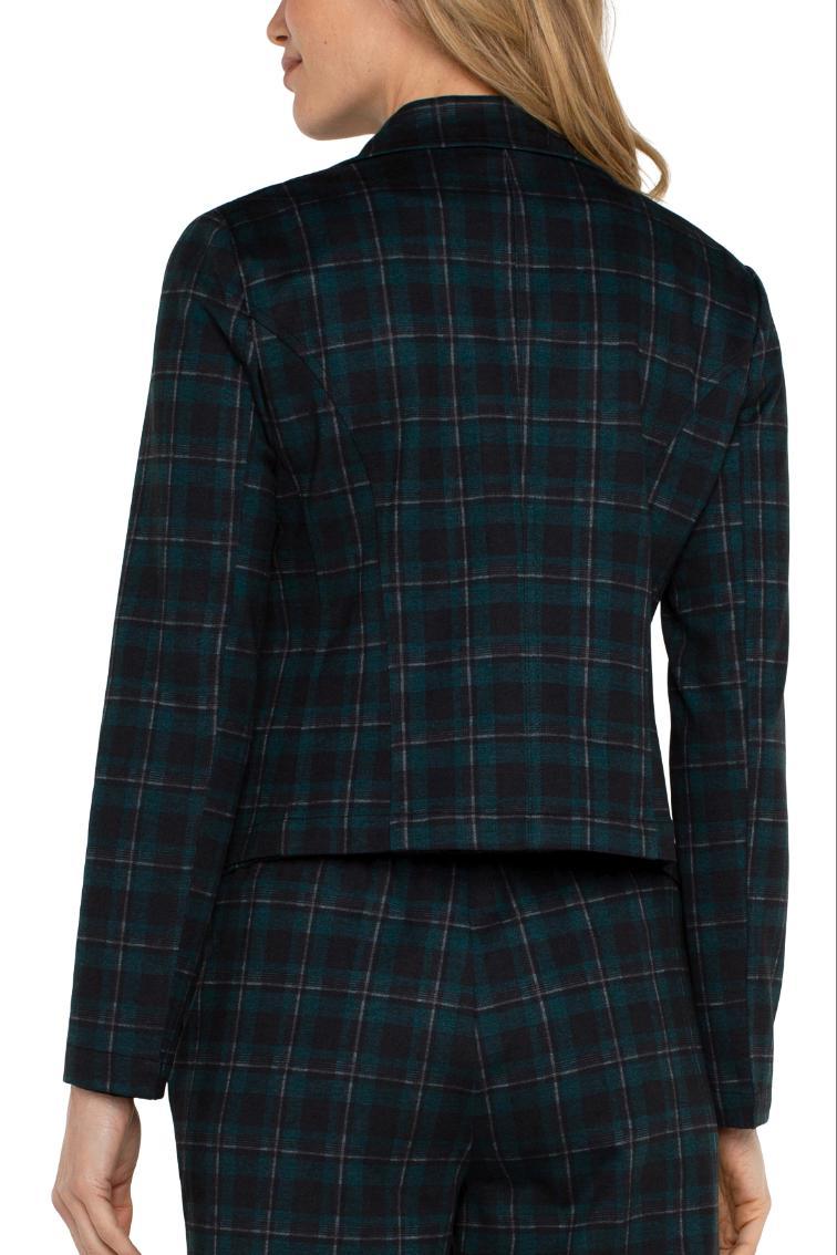 Open Front Blazer - Dark Forest Tartan Plaid Product Image