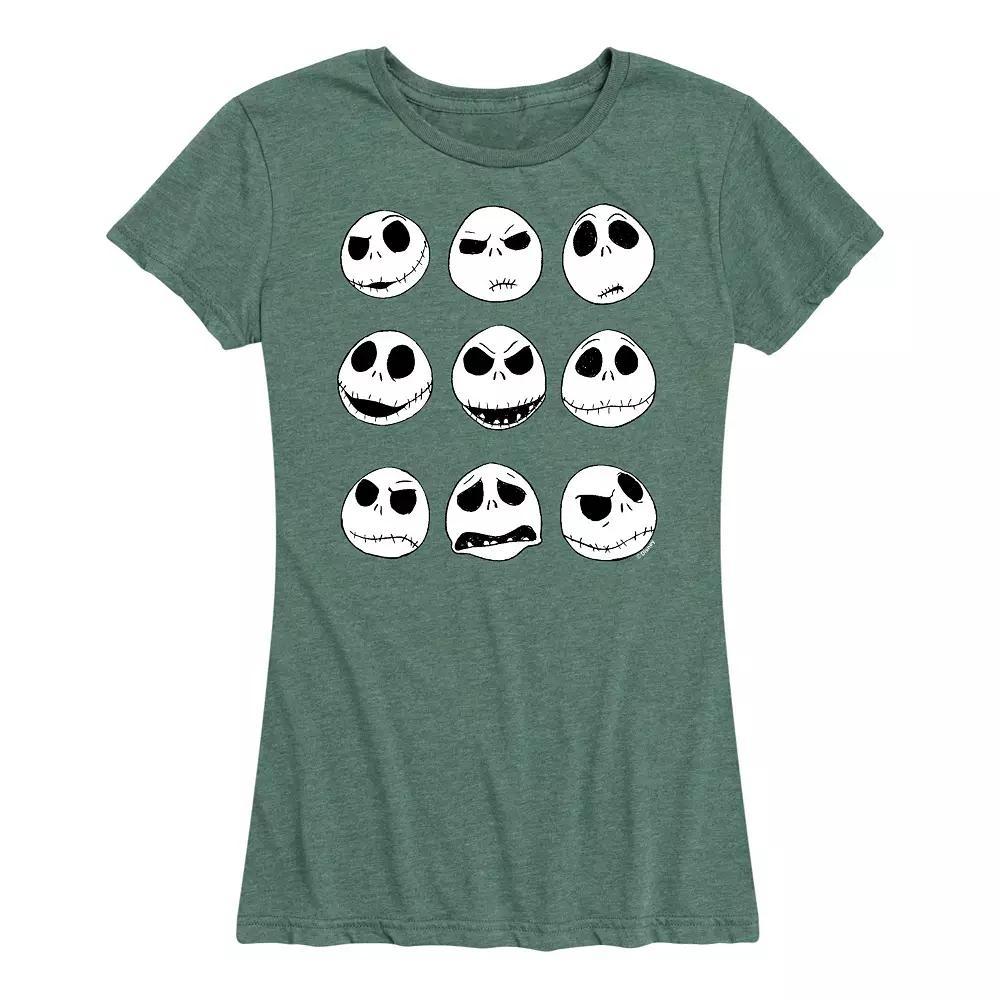 Disneys Nightmare Before Christmas Womens Jack Faces Graphic Tee, Girls Product Image