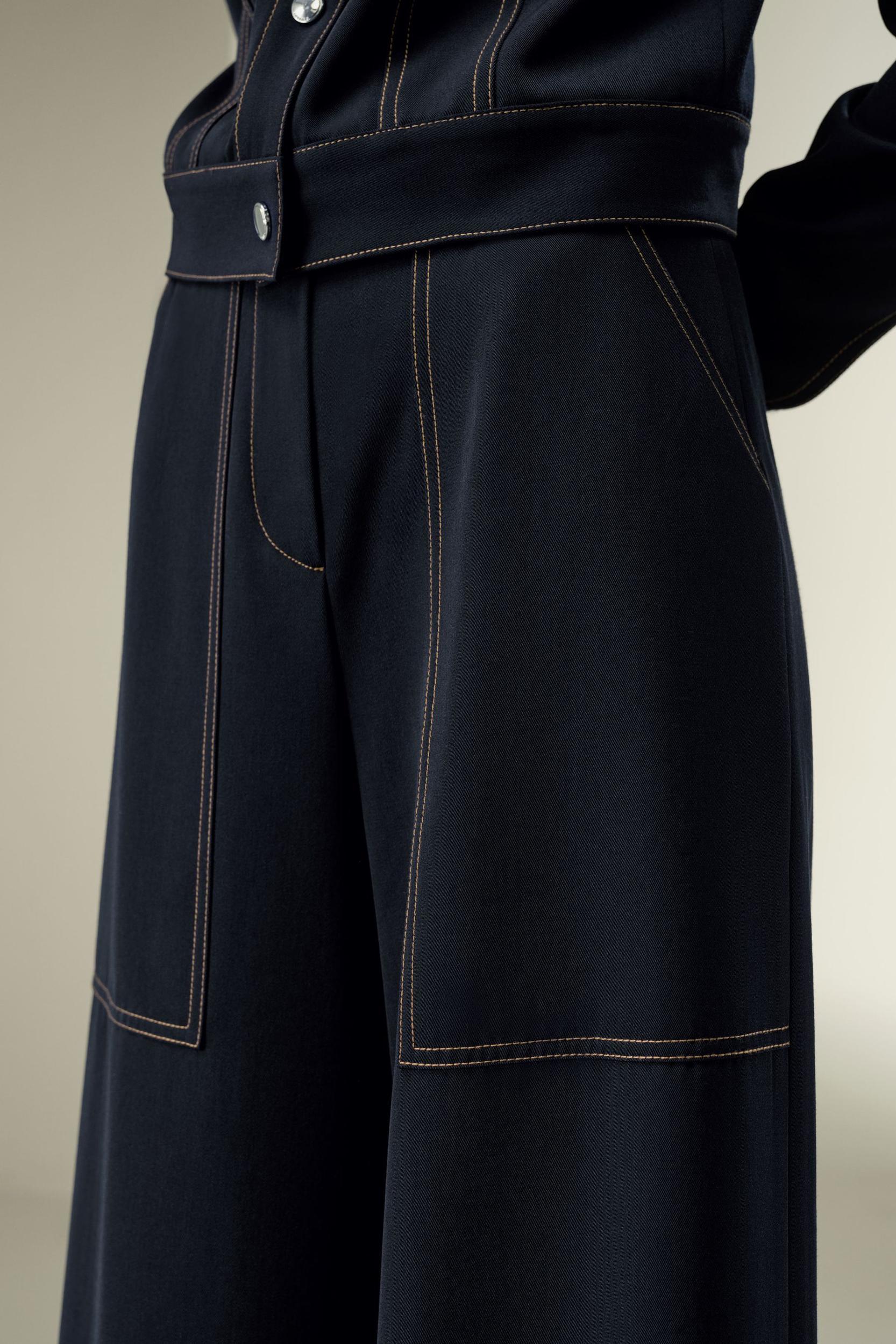Denim-Inspired Wide Leg Wool Pants Product Image