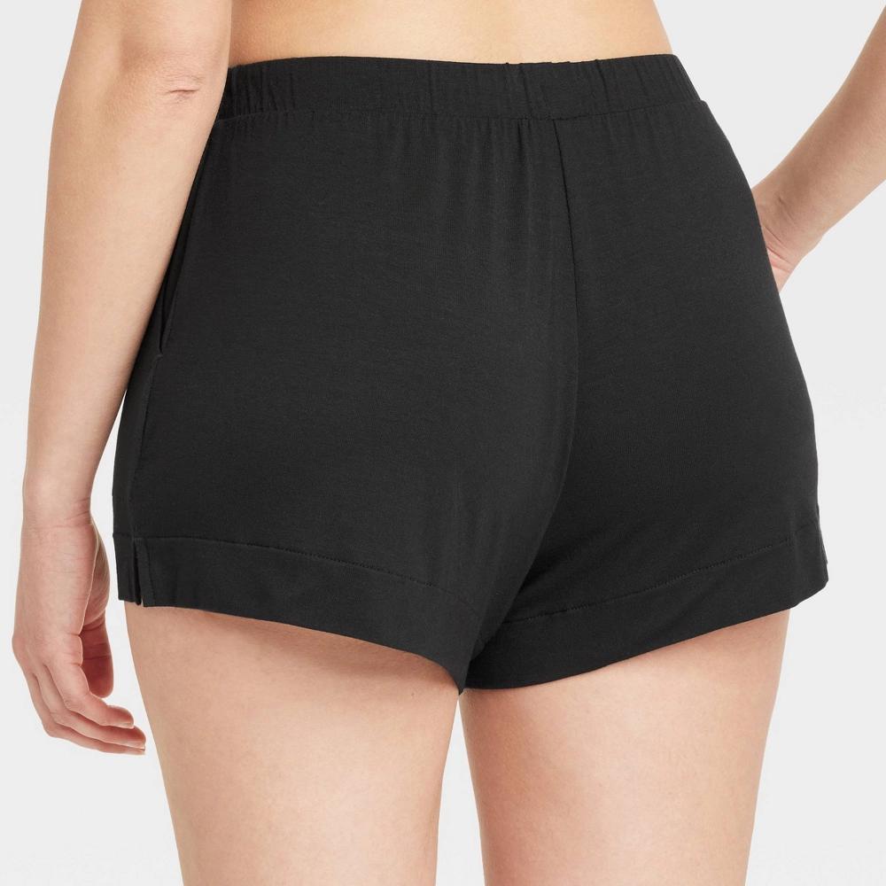 Women's Cloud Knit Pajama Shorts - Auden™ Black L: Modal-Spandex Blend, Midweight, Regular Fit, Side Pocket, 3" Inseam Product Image