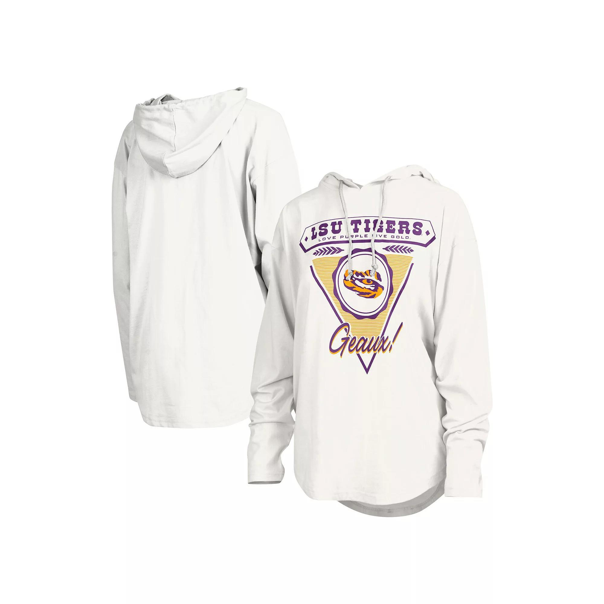 Women's Pressbox White LSU Tigers San Bruno Hoodie Long Sleeve T-Shirt, Size: Small Product Image