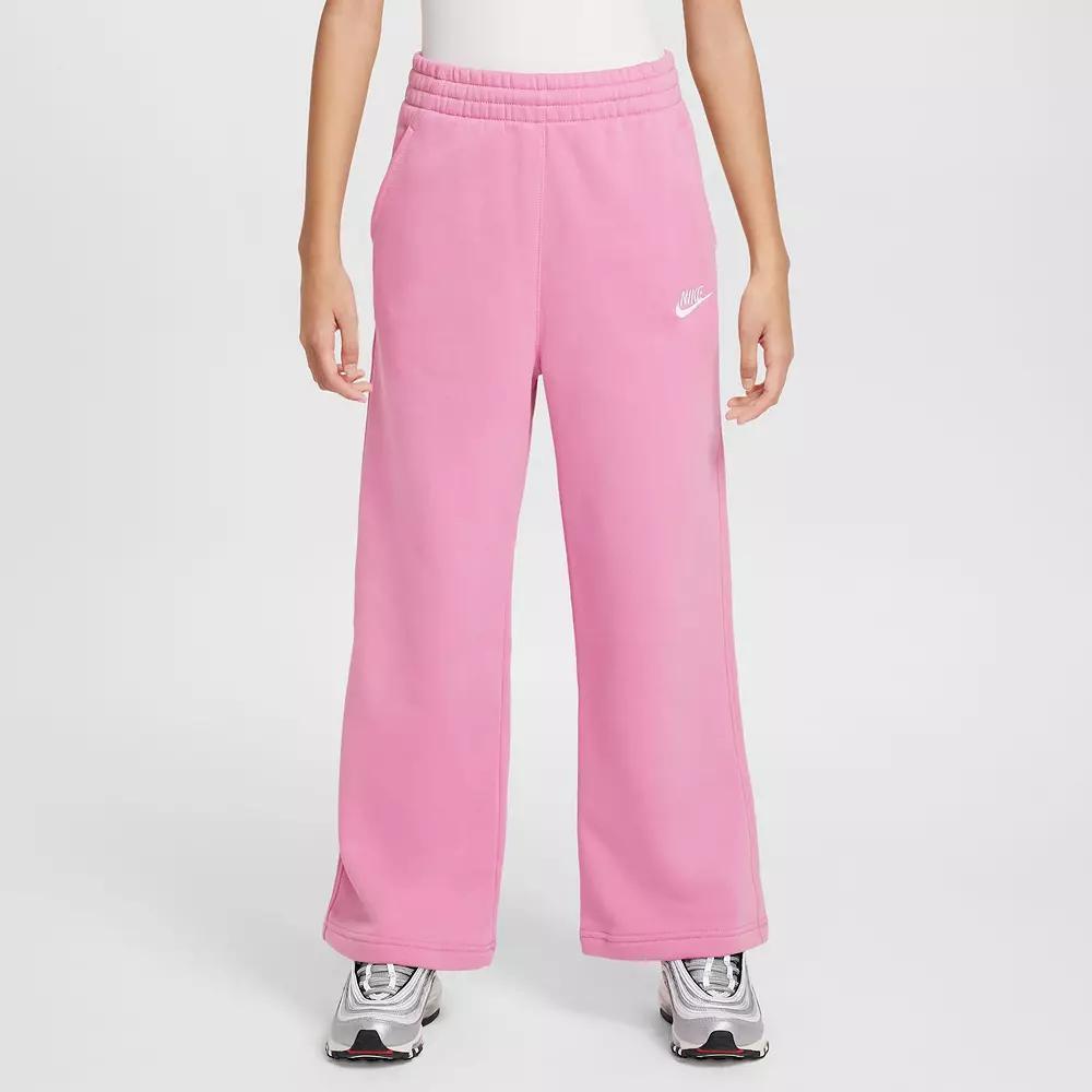 Girls 7-16 Nike Sportswear Club Fleece Wide-Leg Pants, Girl's, Size: Large, Pink Product Image