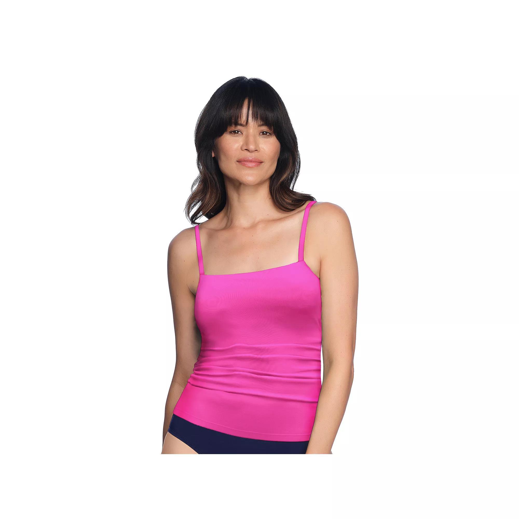 LOFT Ballet-Neck Adjustable Tankini Top, Womens Pink Rose Product Image