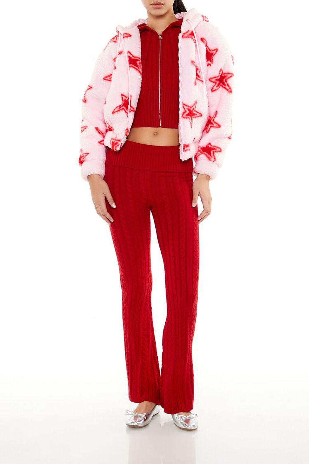 Faux Shearling Star Print Hoodie | Forever 21 Product Image