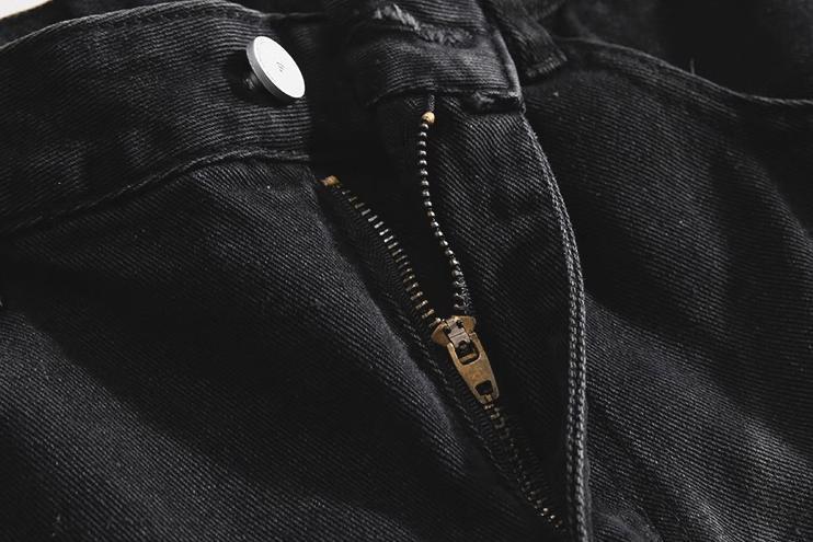 RT No. 10348 WASHED BLACK WIDE STRAIGHT DENIM JEANS Product Image