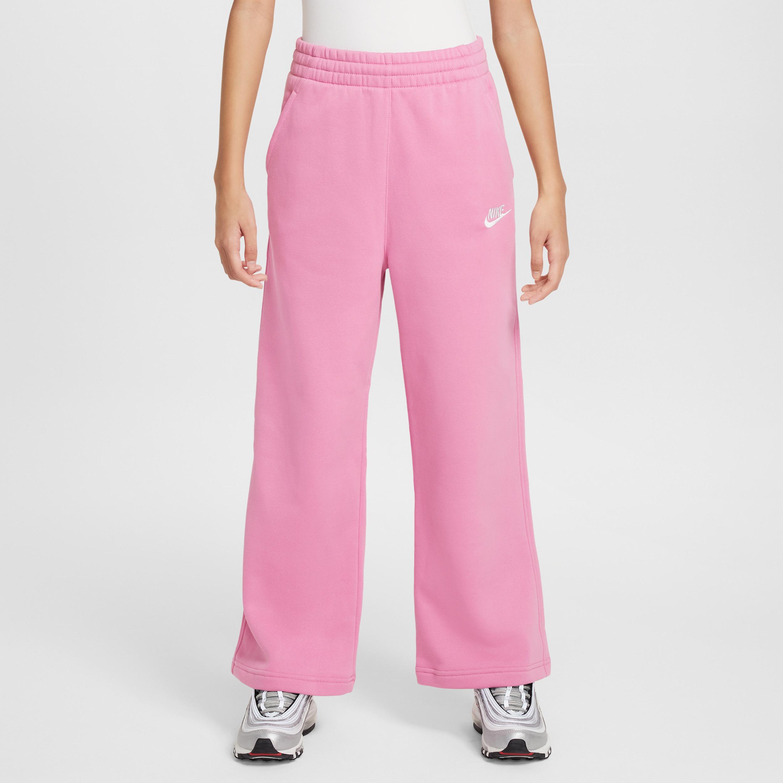 Girls 7-16 Nike Sportswear Club Fleece Wide-Leg Pants, Girl's, Size: Large, Pink Product Image