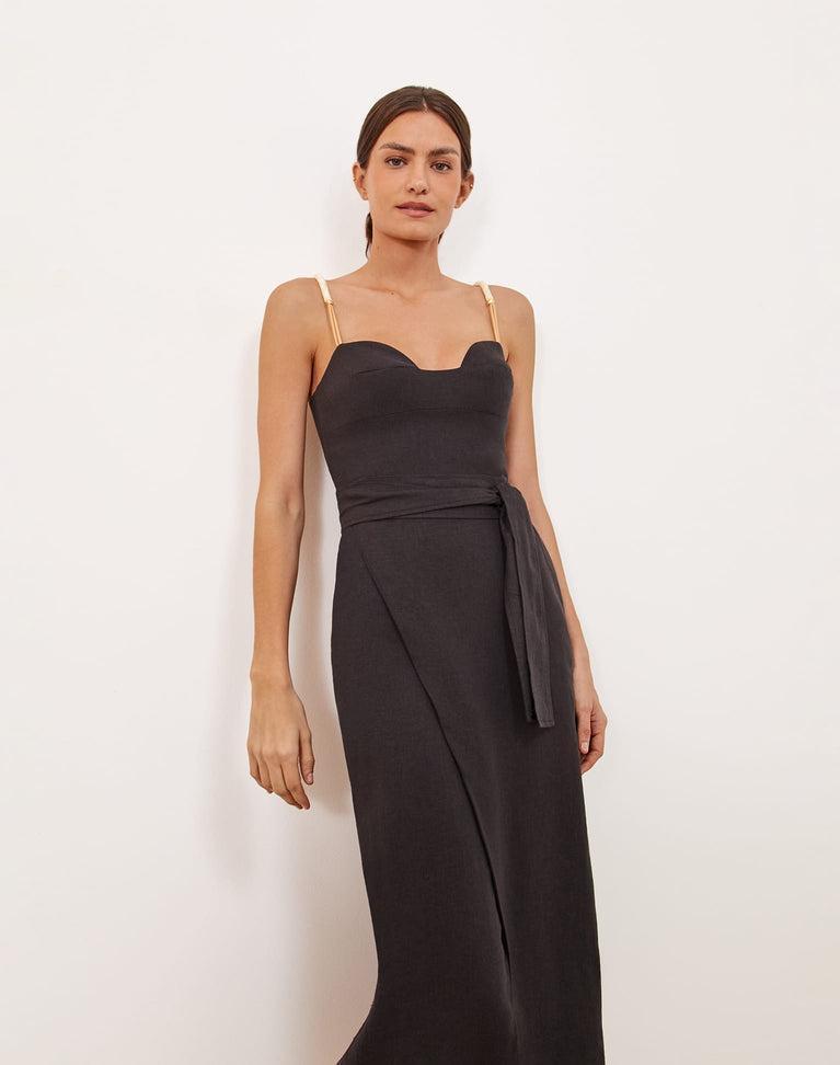 Nila Detail Midi Dress (exchange only) - Black Product Image