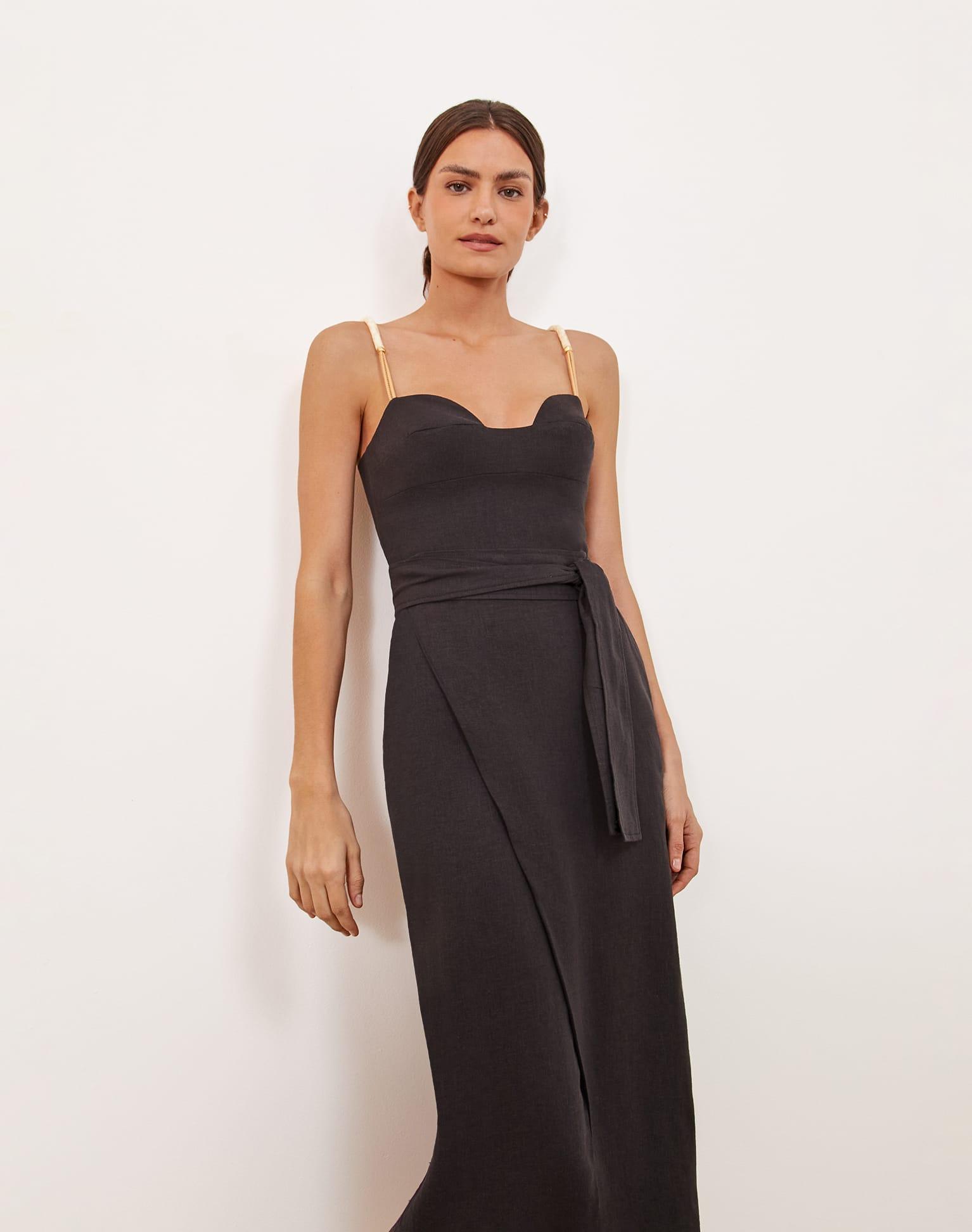Nila Detail Midi Dress (exchange only) - Black Product Image