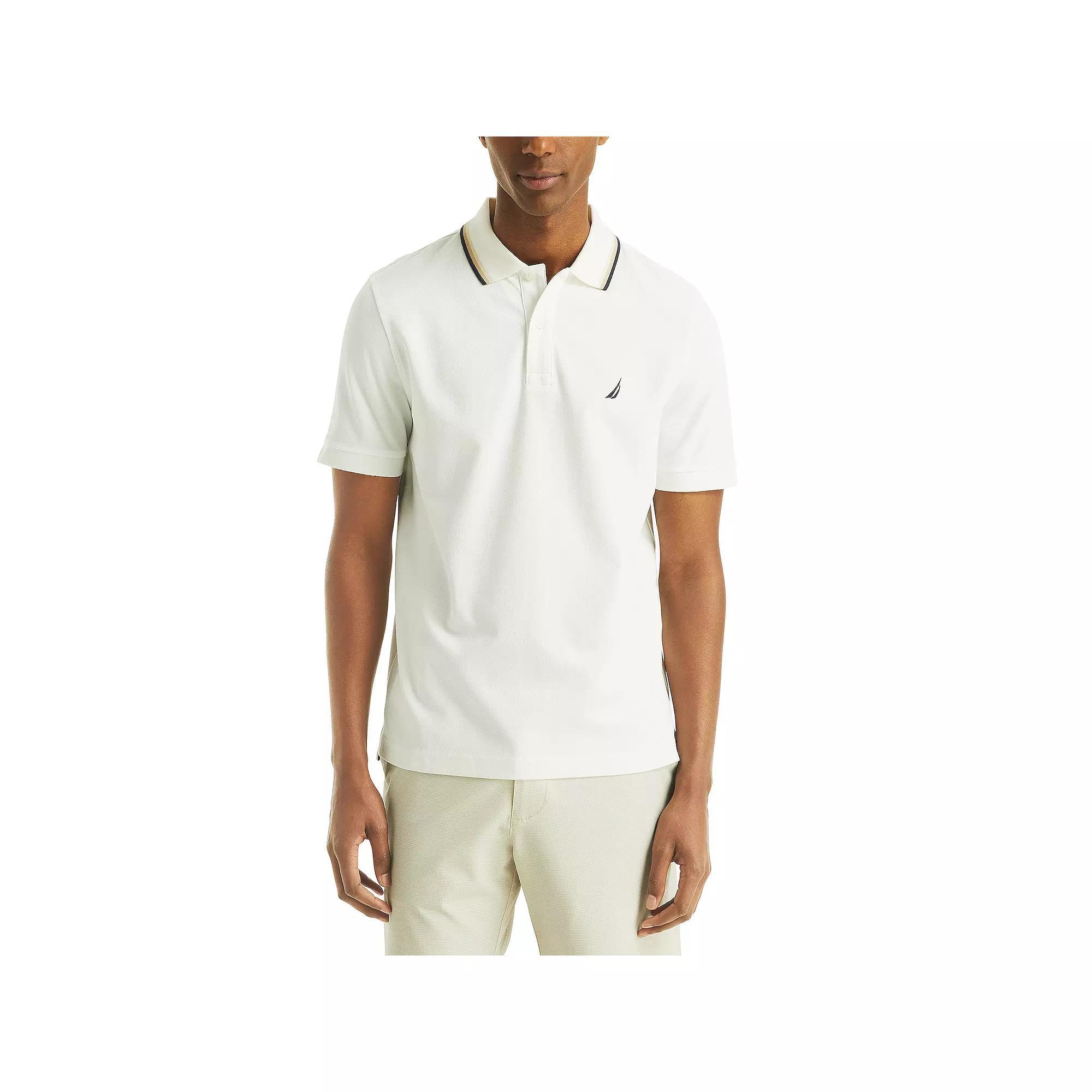 Men's Nautica Classic Fit Interlock Polo, Size: Medium, White Product Image