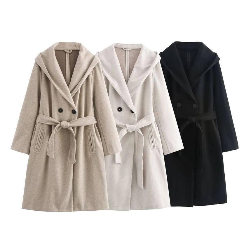 Plain Double-Breasted Coat Product Image