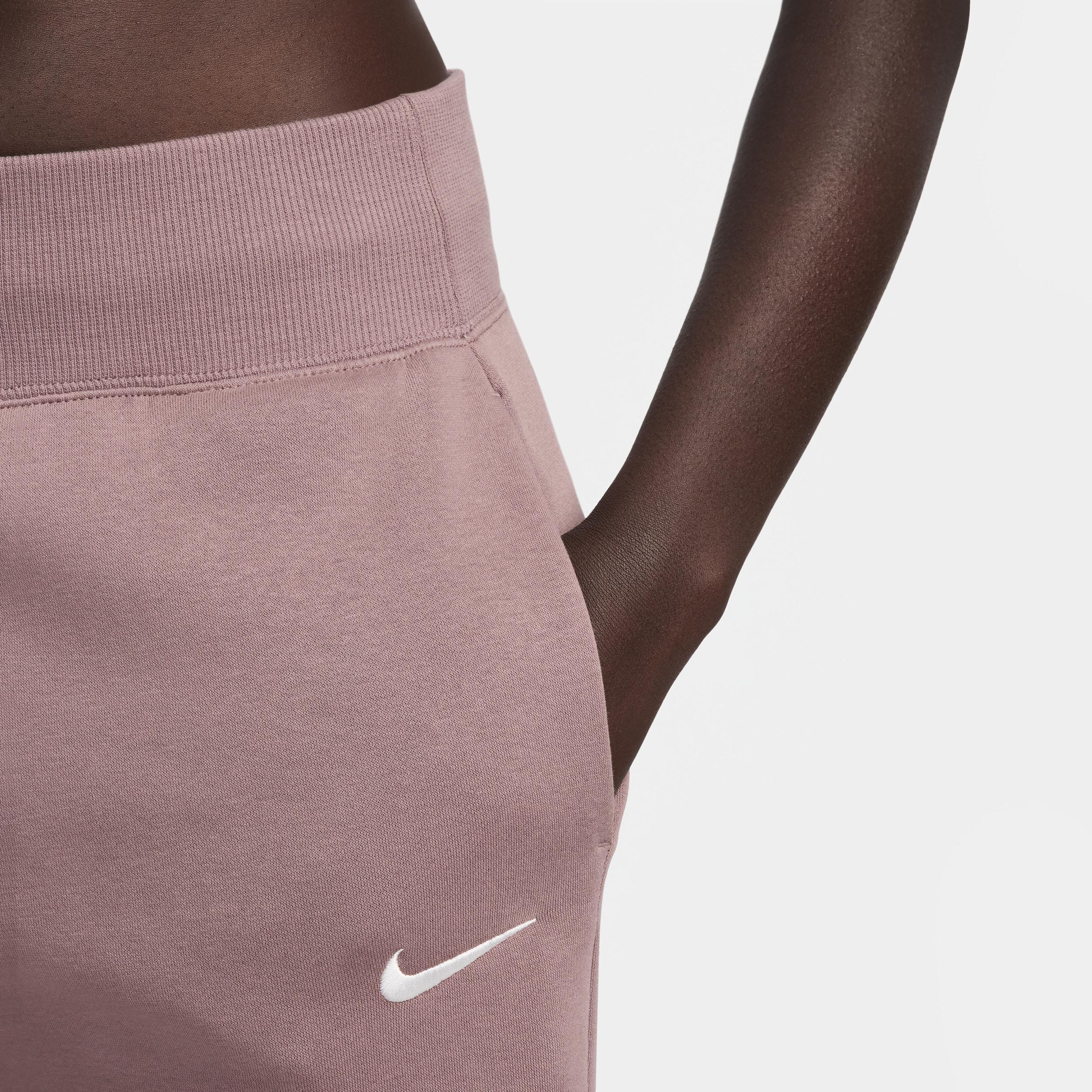 Nike Womens Phoenix High Rise Wide Pants - White/Pink Product Image