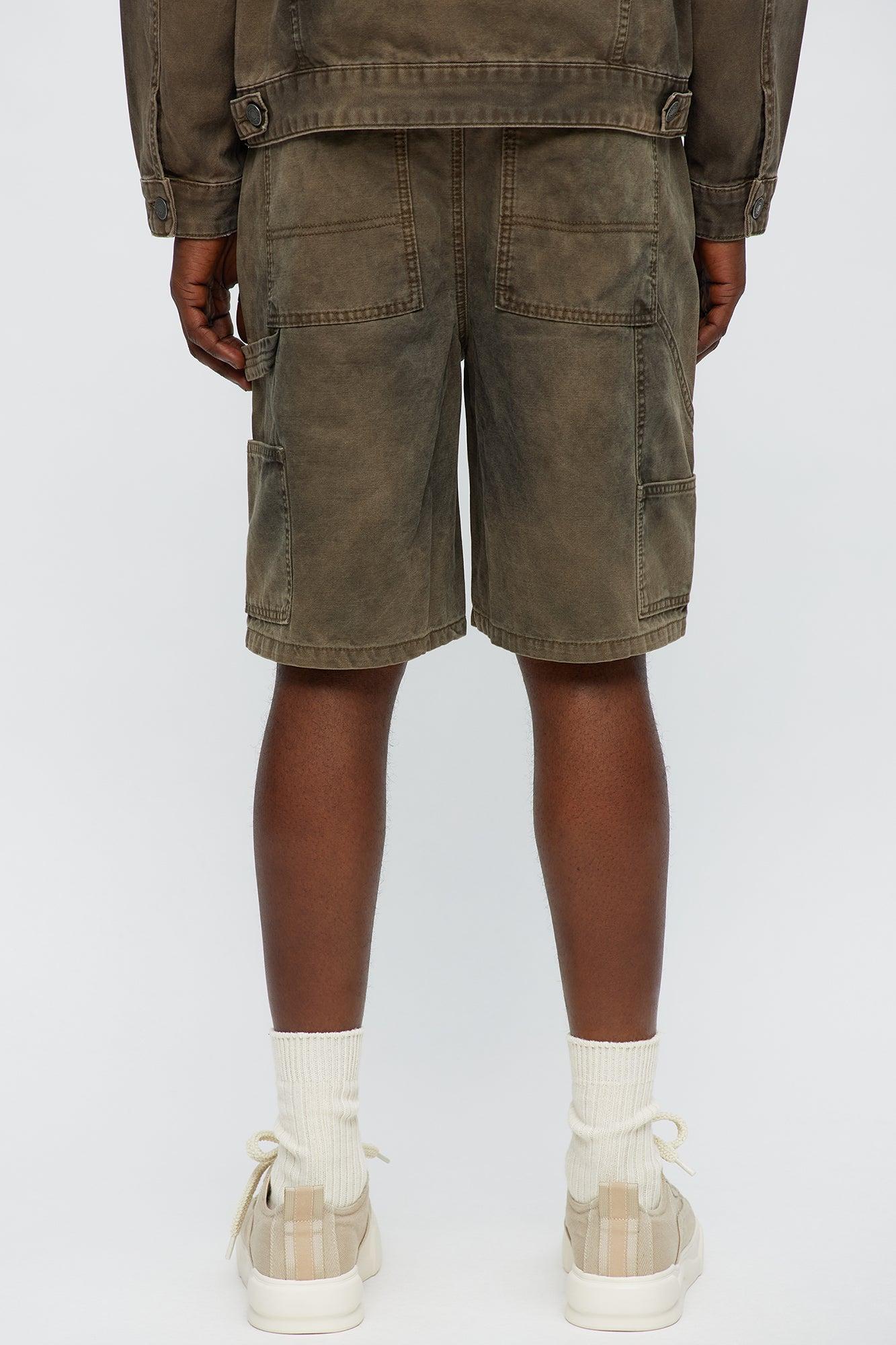 Worn Wild Distressed Relaxed Shorts - Brown Product Image