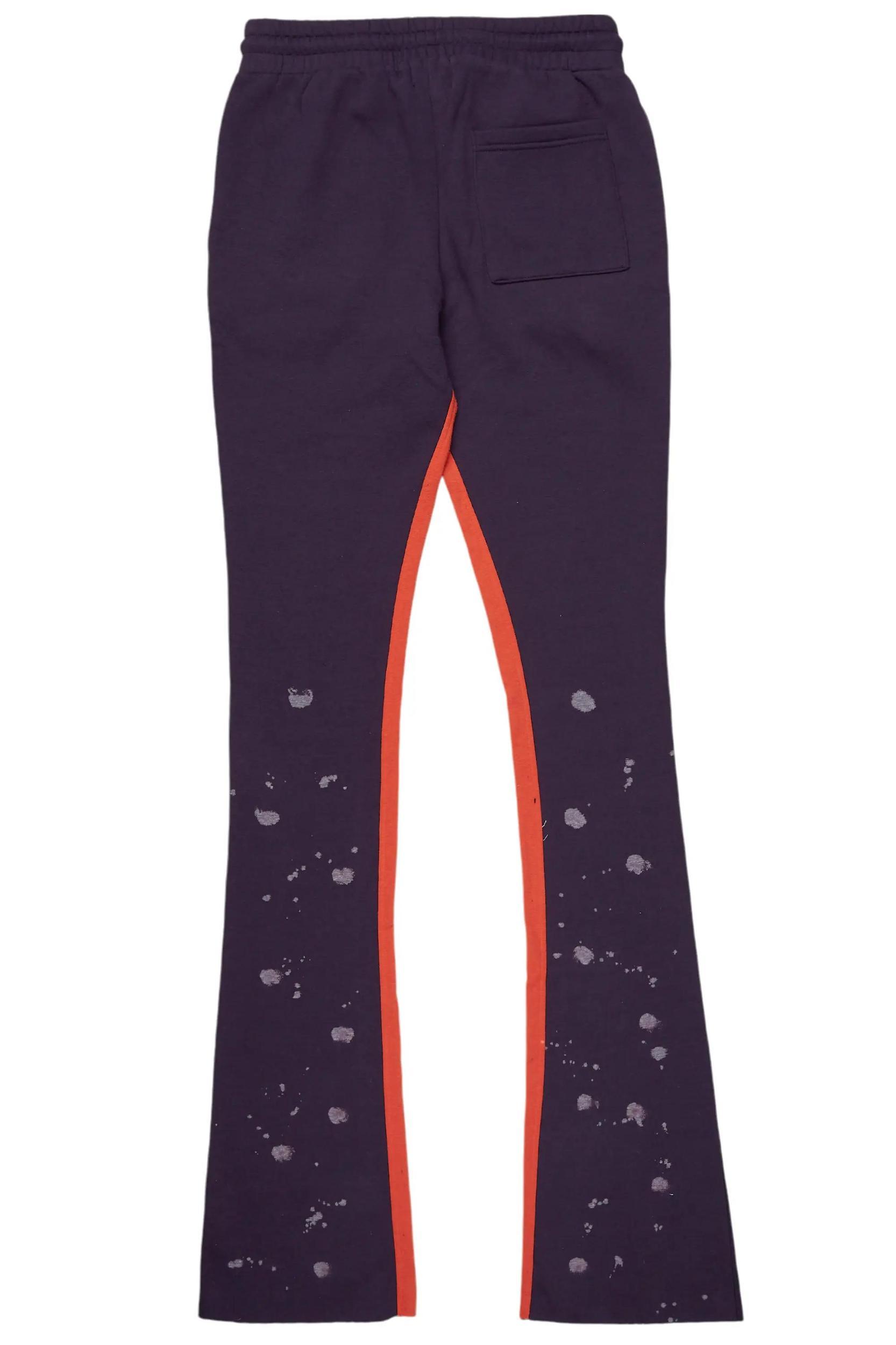 Tanko Purple Patchwork Stacked Flare Track Pant Male Product Image