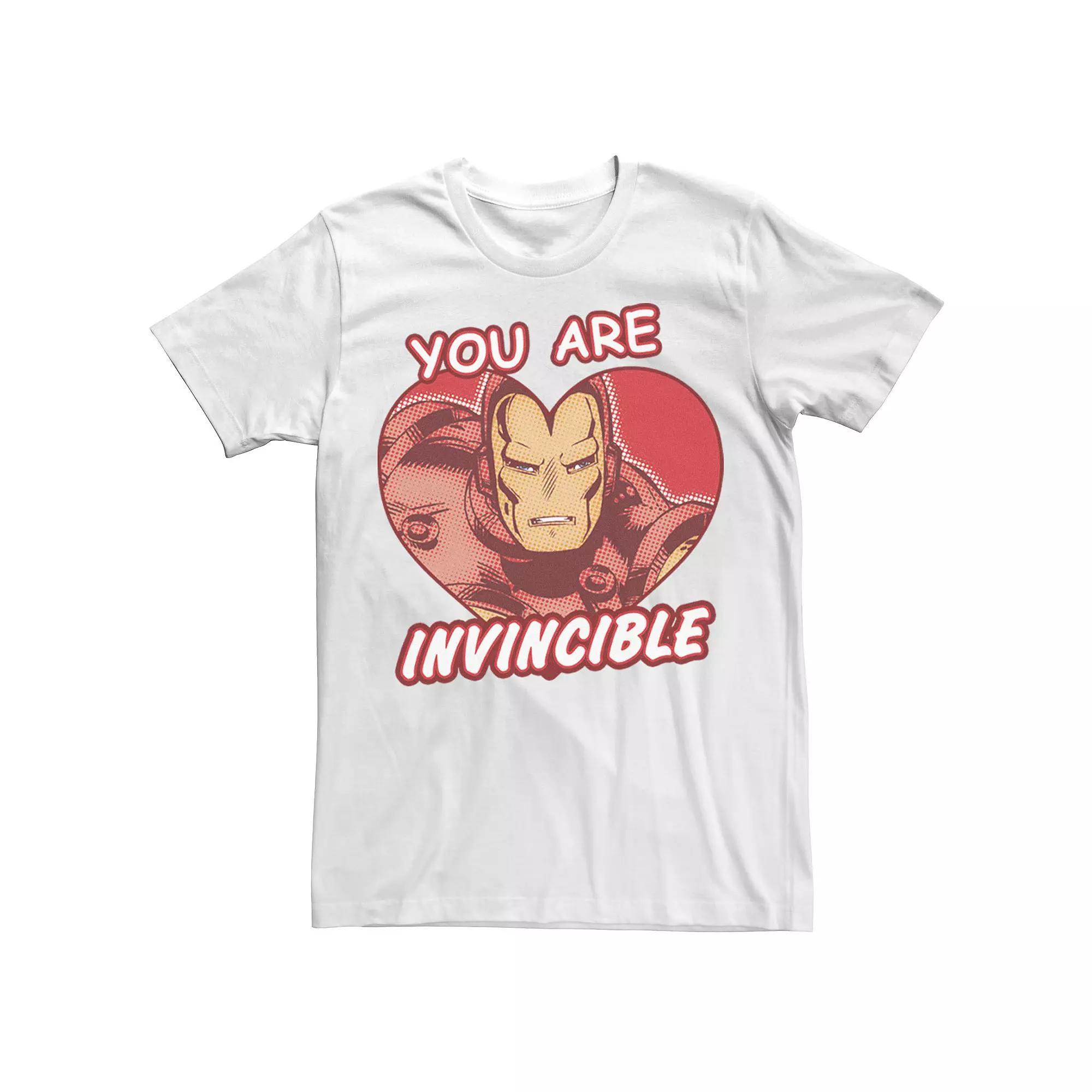 Big & Tall Marvel Iron Man Invincible Heart Valentines Day Comic Tee, Mens Product Image