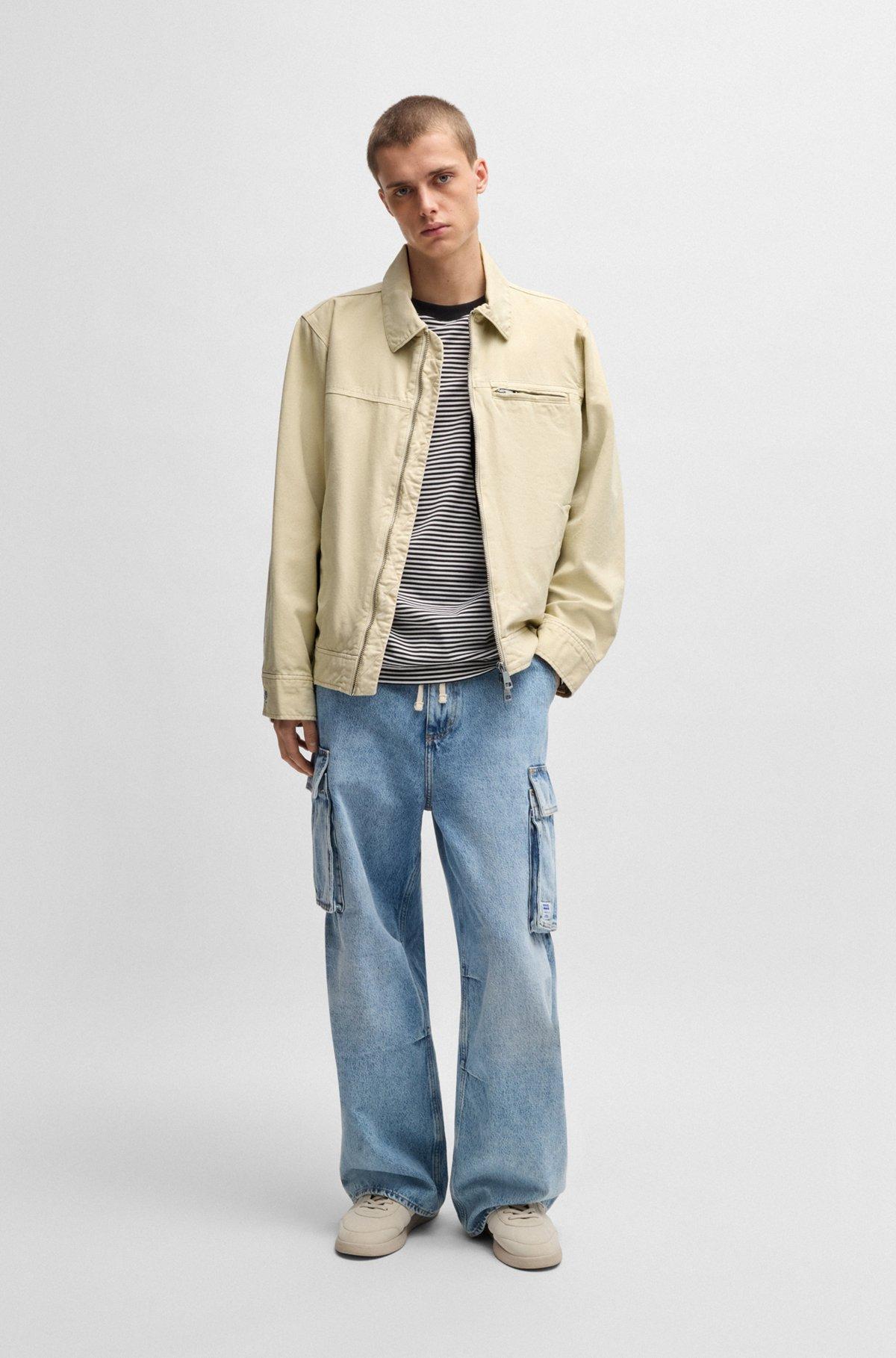 Regular-fit padded jacket in cotton canvas Product Image