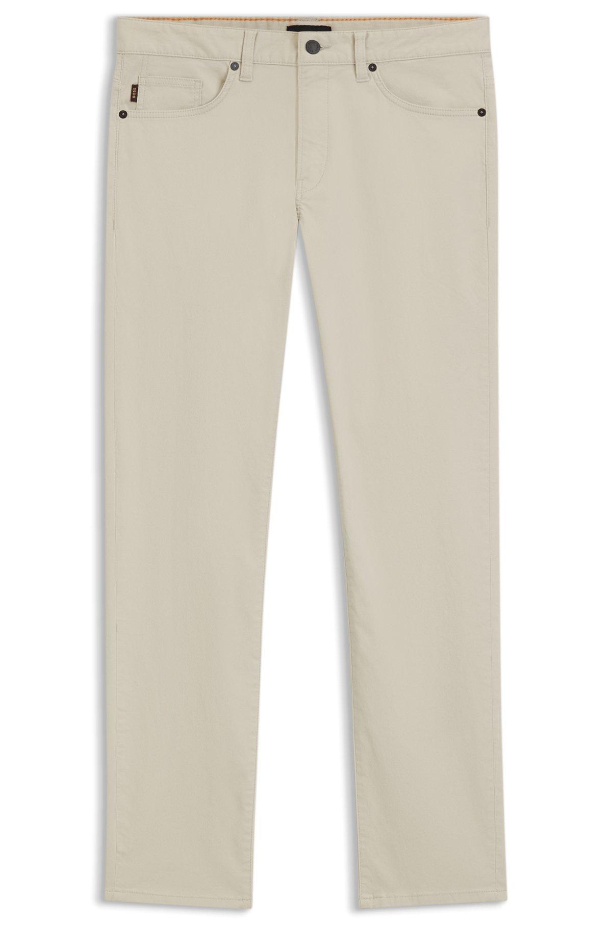 BOSS - Slim-fit pants in washed stretch cotton - Light Beige Product Image