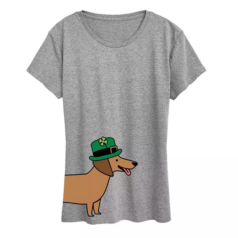 Women's St. Patrick's Day Dachsund Graphic Tee, Girl's, Size: XXL, Grey Gray Product Image