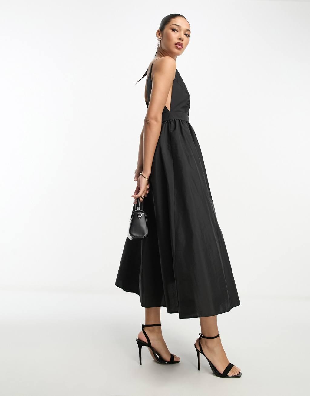 ASOS DESIGN parachute plunge midi dress Product Image