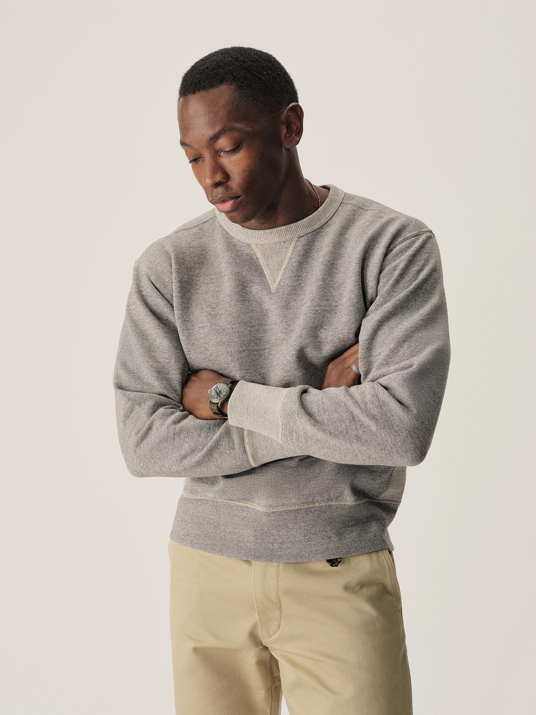 Heather Grey Welterweight Double V Crew Sweatshirt Product Image