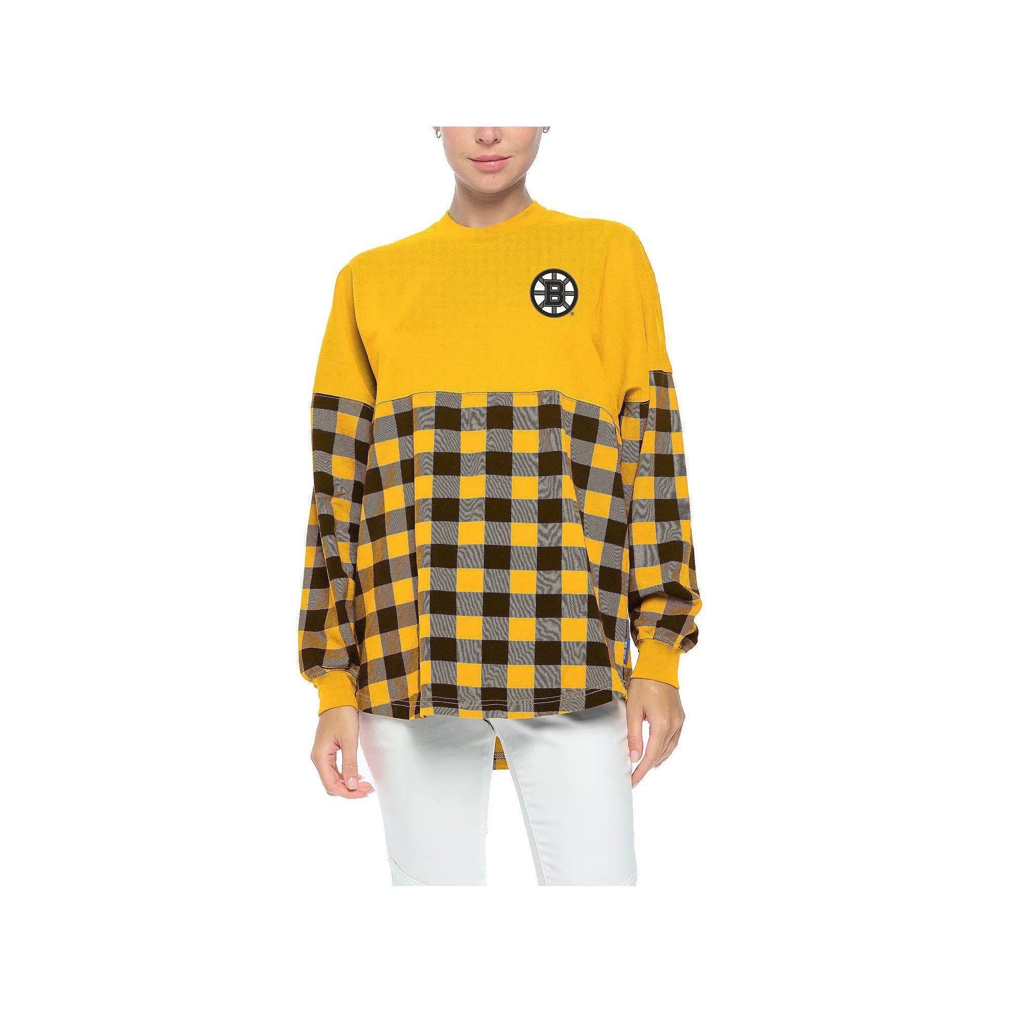 Women's Fanatics Branded Gold Pittsburgh Penguins Buffalo Check Long Sleeve T-Shirt, Size: Medium Product Image