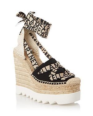 Stella McCartney Womens Gaia Ankle Tie Espadrille Platform Wedge Pumps Product Image