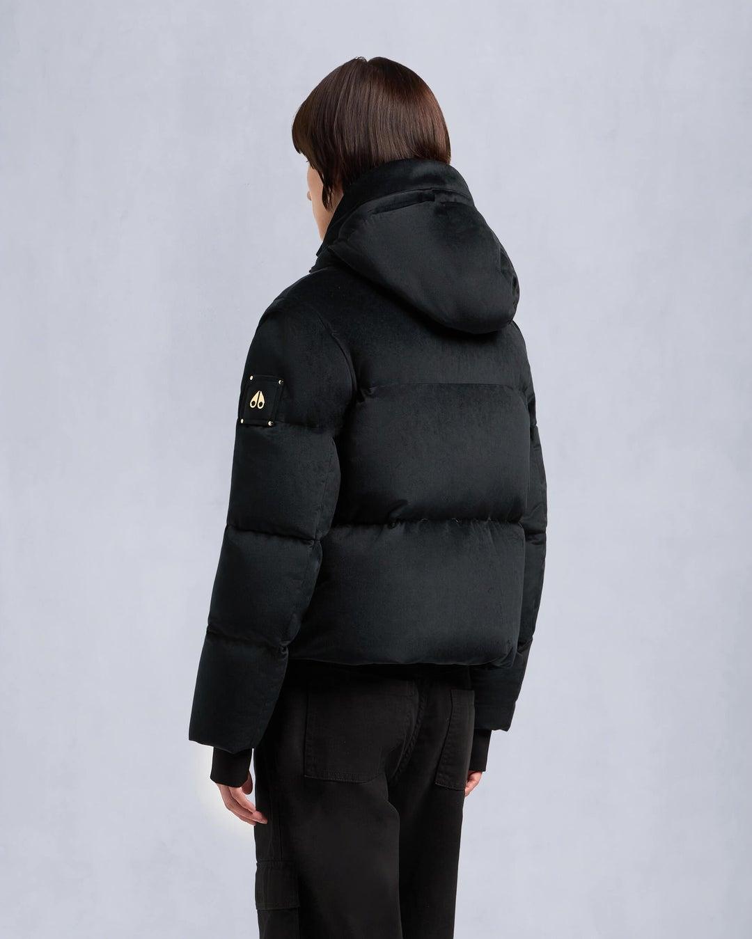 Moose Knuckles Womens Velour Misti Gold Puffer in Black Product Image