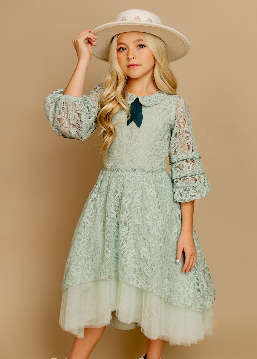 Paris Petticoat Dress in Light Seaglass Girls Product Image