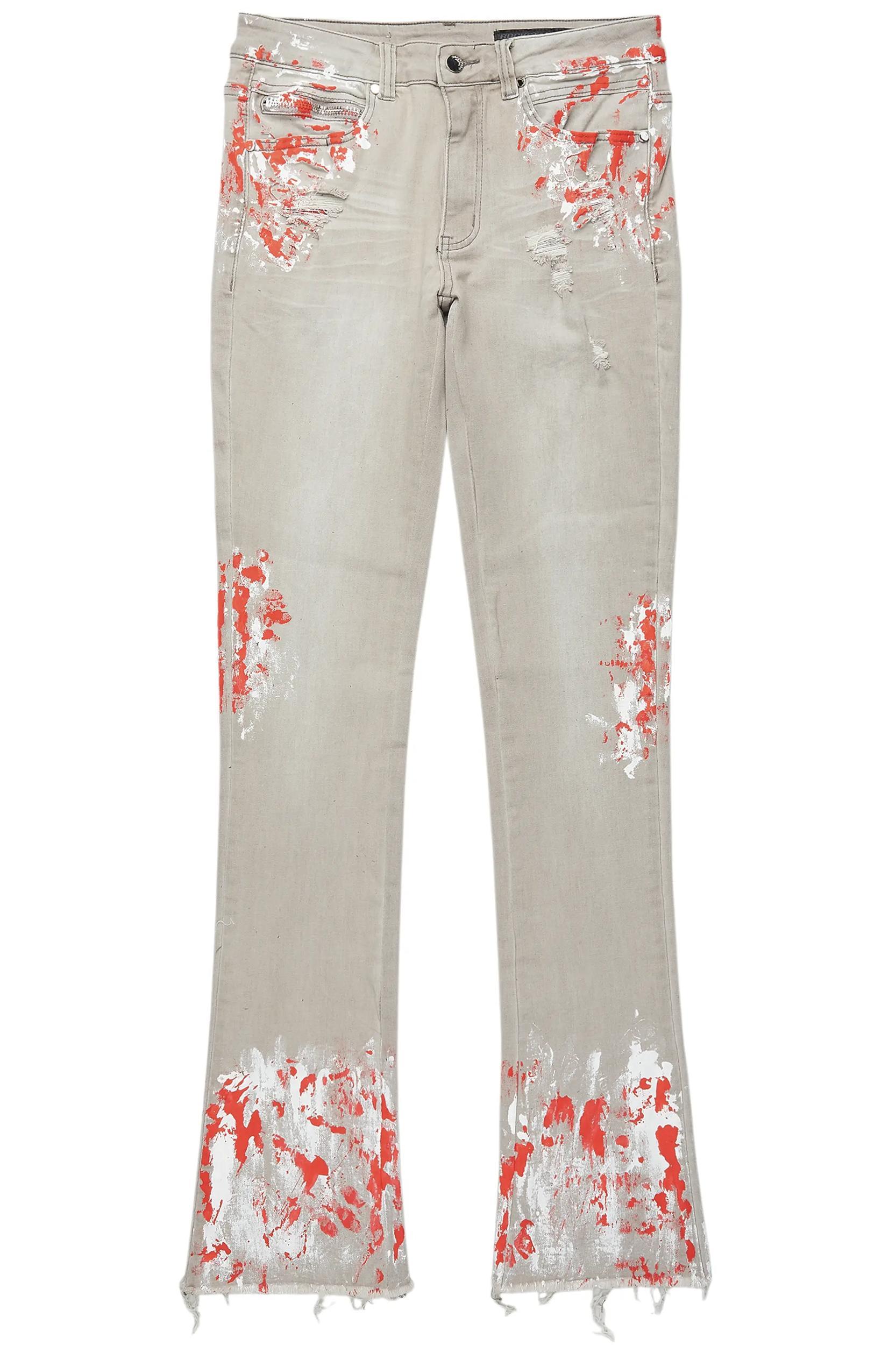 Kodak Grey/Red Painter Stacked Flare Jean Male Product Image