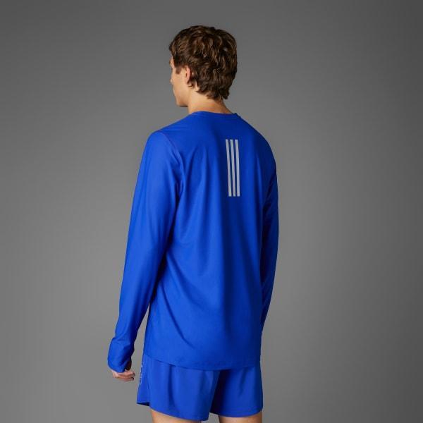 adidas Boston Marathon 20225 Own the Run Long Sleeve Tee Lucid Blue L Mens Product Image