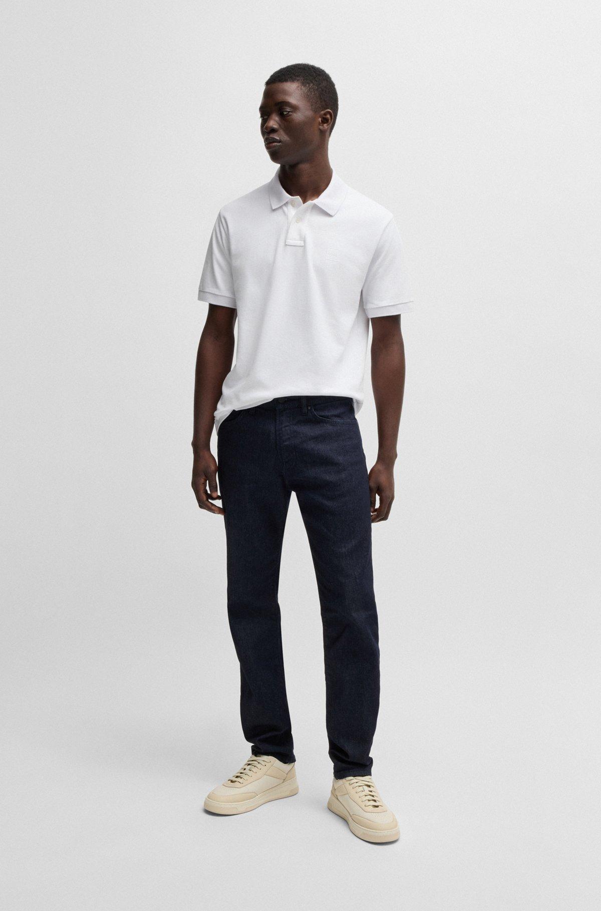 Slim-fit stretch-cotton polo shirt with logo patch Product Image