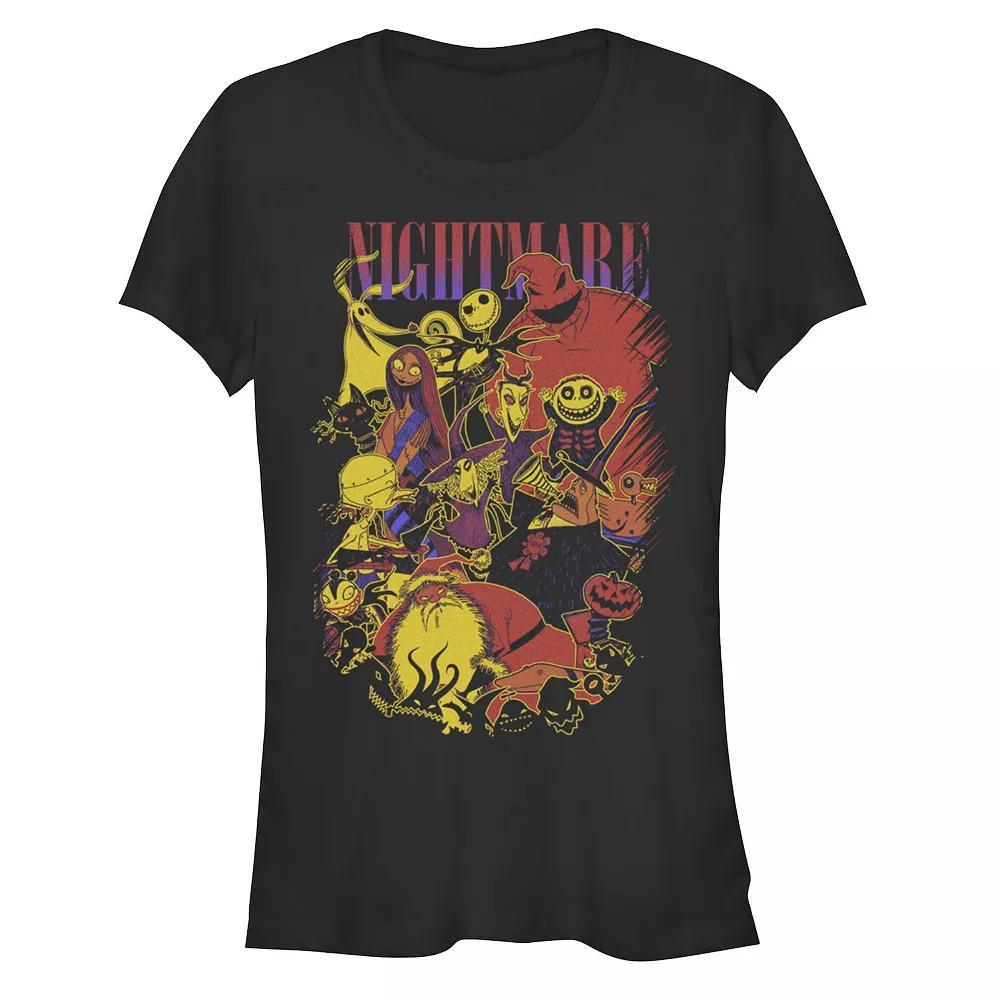 Disney's The Nightmare Before Christmas Characters Collage Juniors' Fitted Graphic Tee, Girl's, Size: Large, Black Product Image