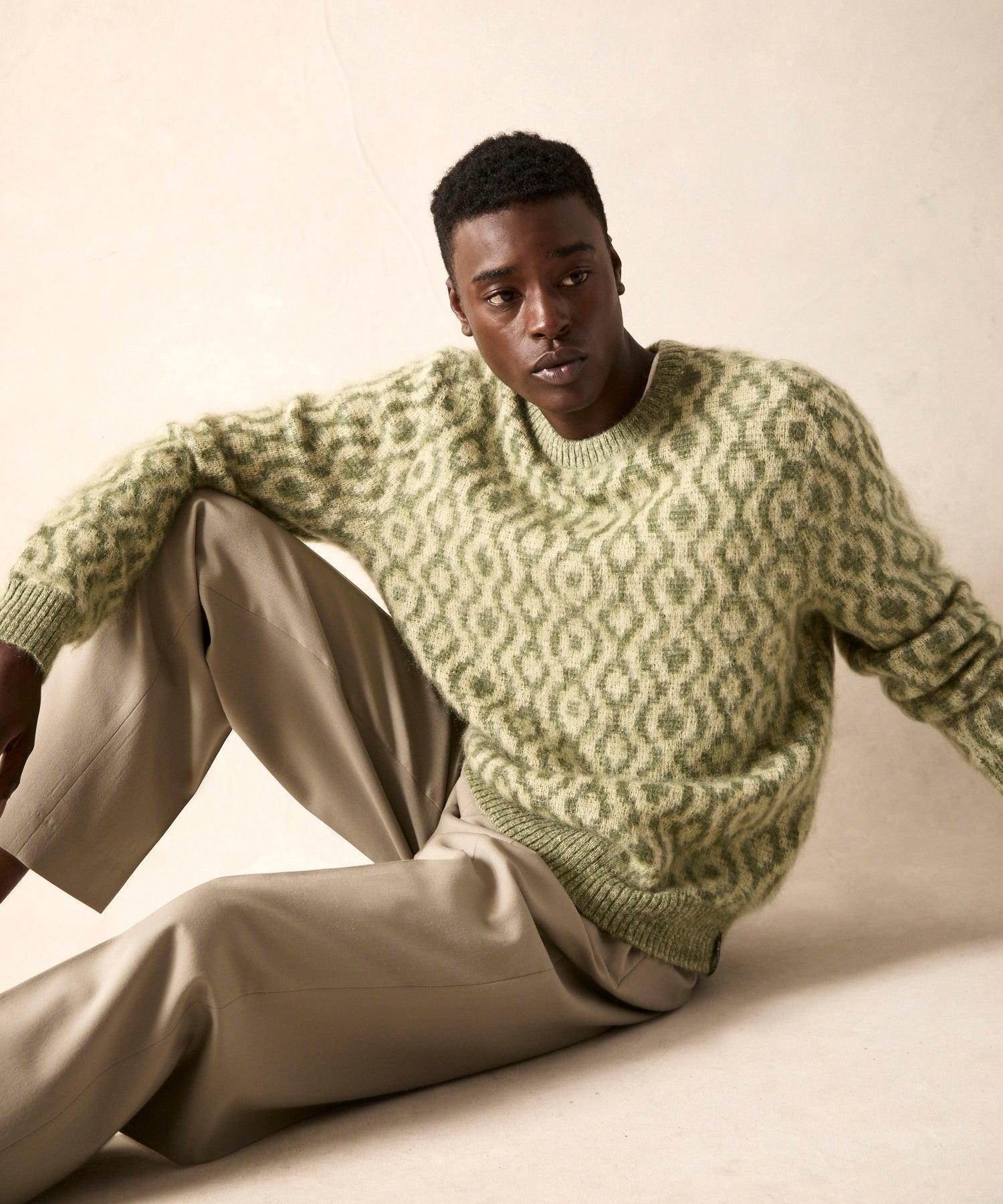 Mohair Geo Crewneck in Dusty Sage Product Image