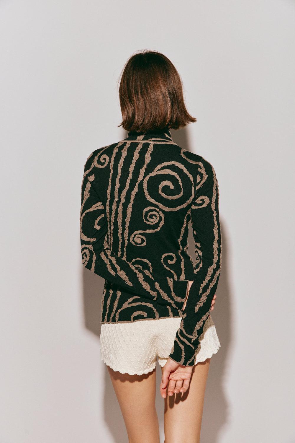 Ivy Muse Knit Maxi Skirt Black Swirl Product Image