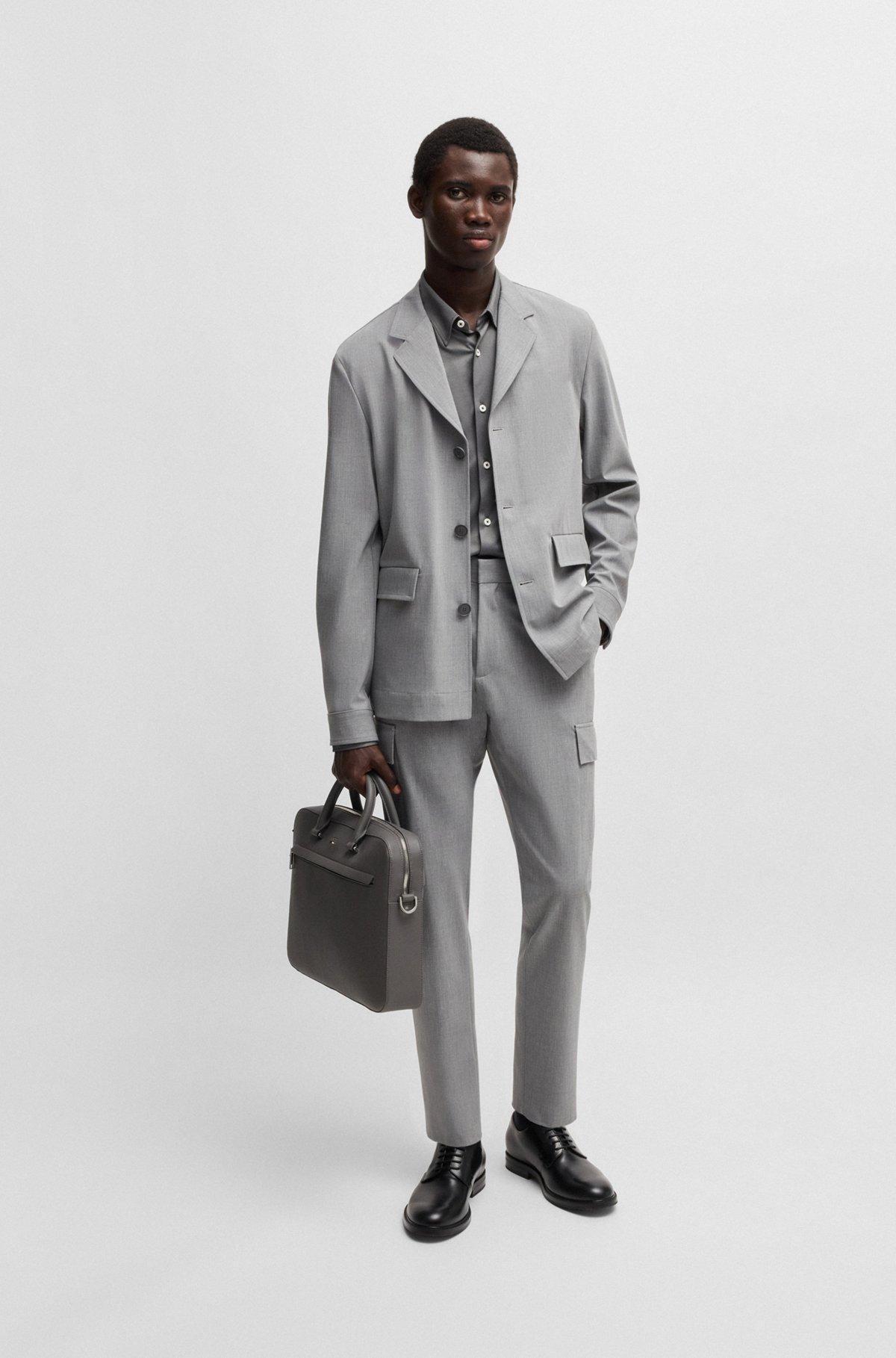 Slim-fit shirt in performance-stretch structured fabric Product Image