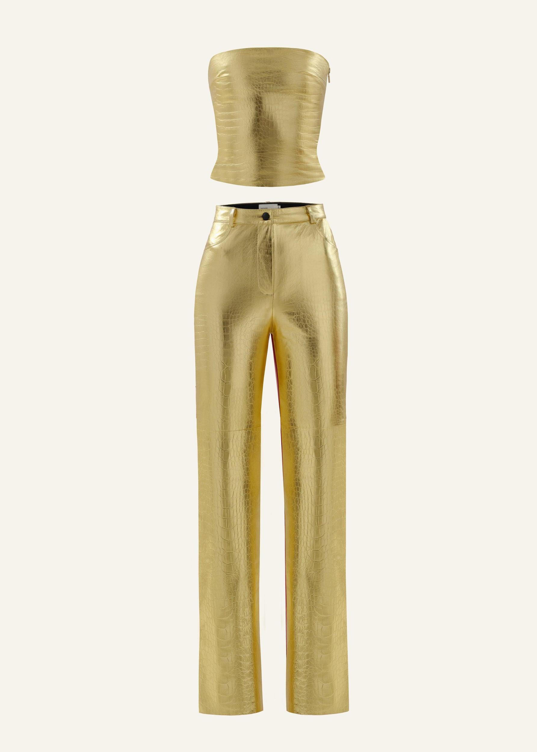 Bundle: Killa bandeau in Gold Croc + Killa pants in Gold Croc Product Image