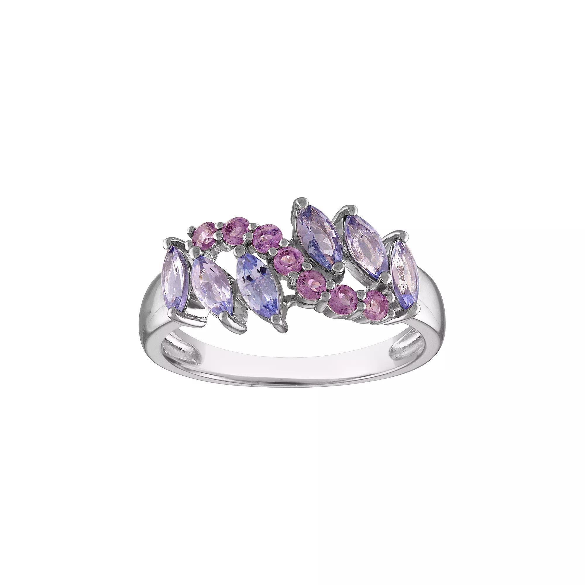 Tiara Sterling Silver Amethyst & Tanzanite Ring, Womens Product Image