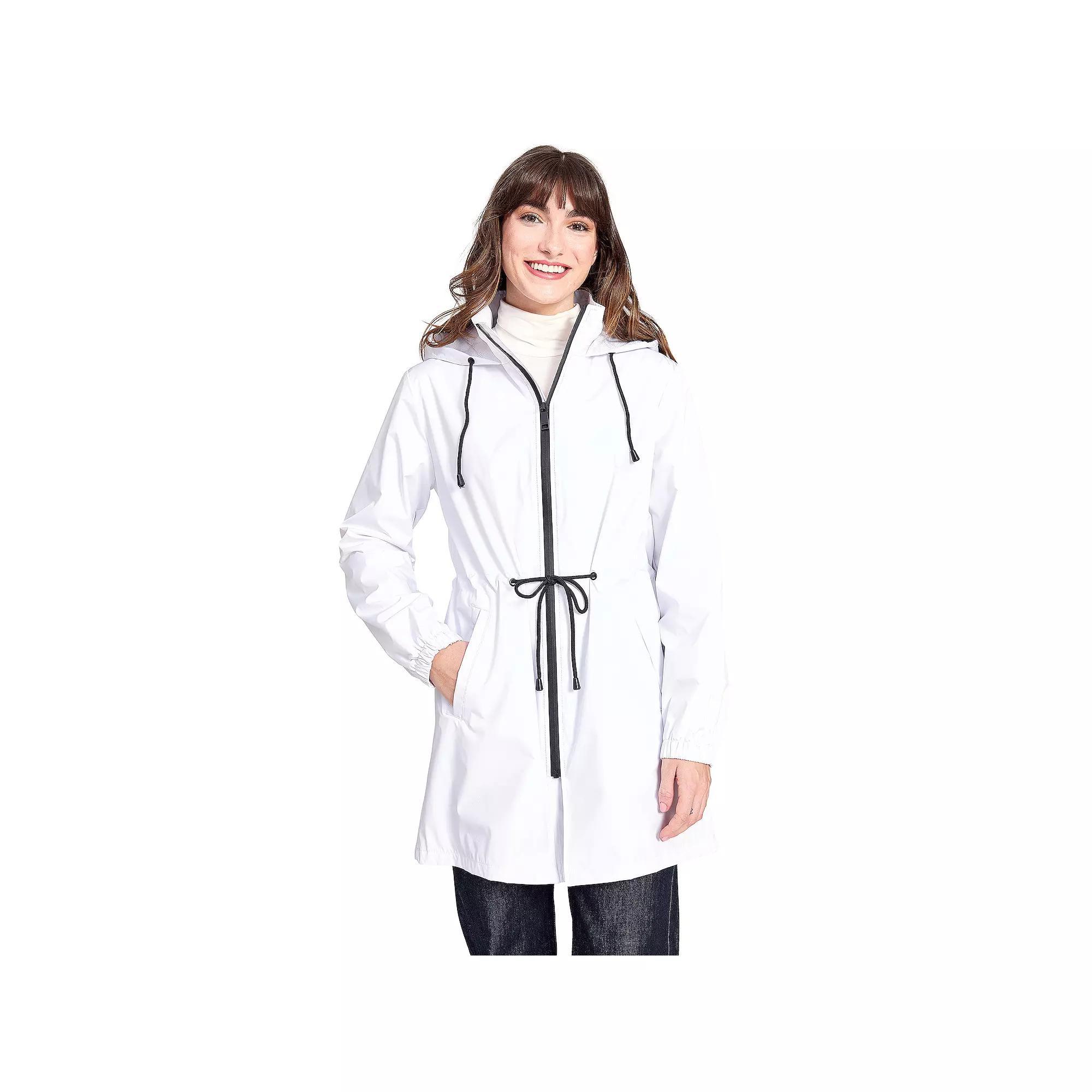 Women's Nine West Hooded Lightweight Anorak Rain Jacket, Size: Large, White Product Image