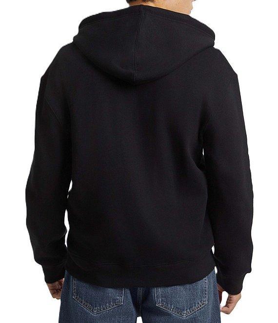 Guess Logo Patch Zip-Up Knit Fleece Hoodie Product Image