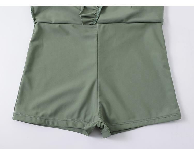 Set: Ruffle Trim Tankini Top + Asymmetrical Swim Skirt Product Image
