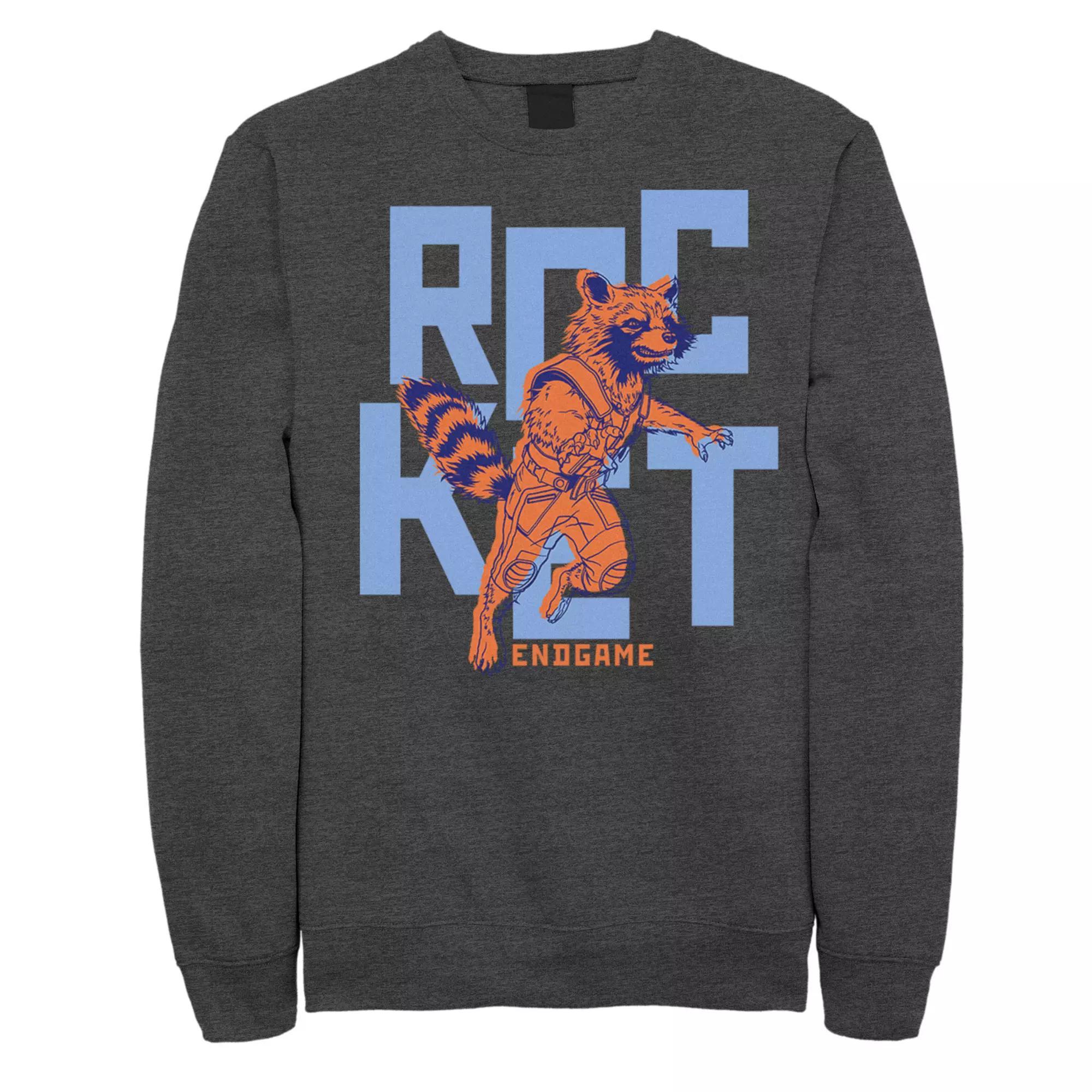 Men's Marvel Avengers Endgame Text Pop Rocket Fleece, Size: XL, Grey Heather Product Image
