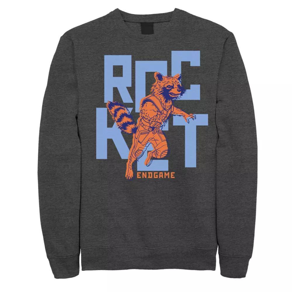 Men's Marvel Avengers Endgame Text Pop Rocket Fleece, Size: XL, Grey Heather Product Image
