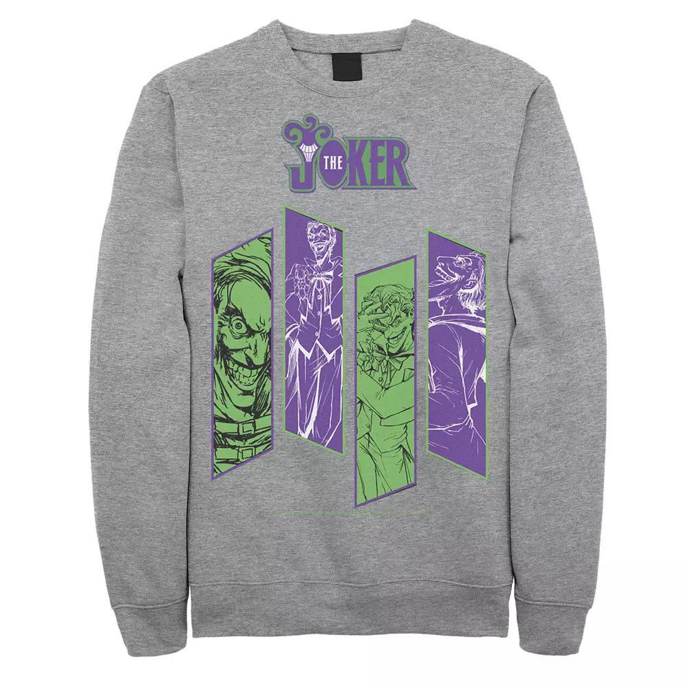 Men's DC Comics The Joker Portrait Panels Graphic Fleece Pullover, Size: XXL, Athletic Grey Product Image