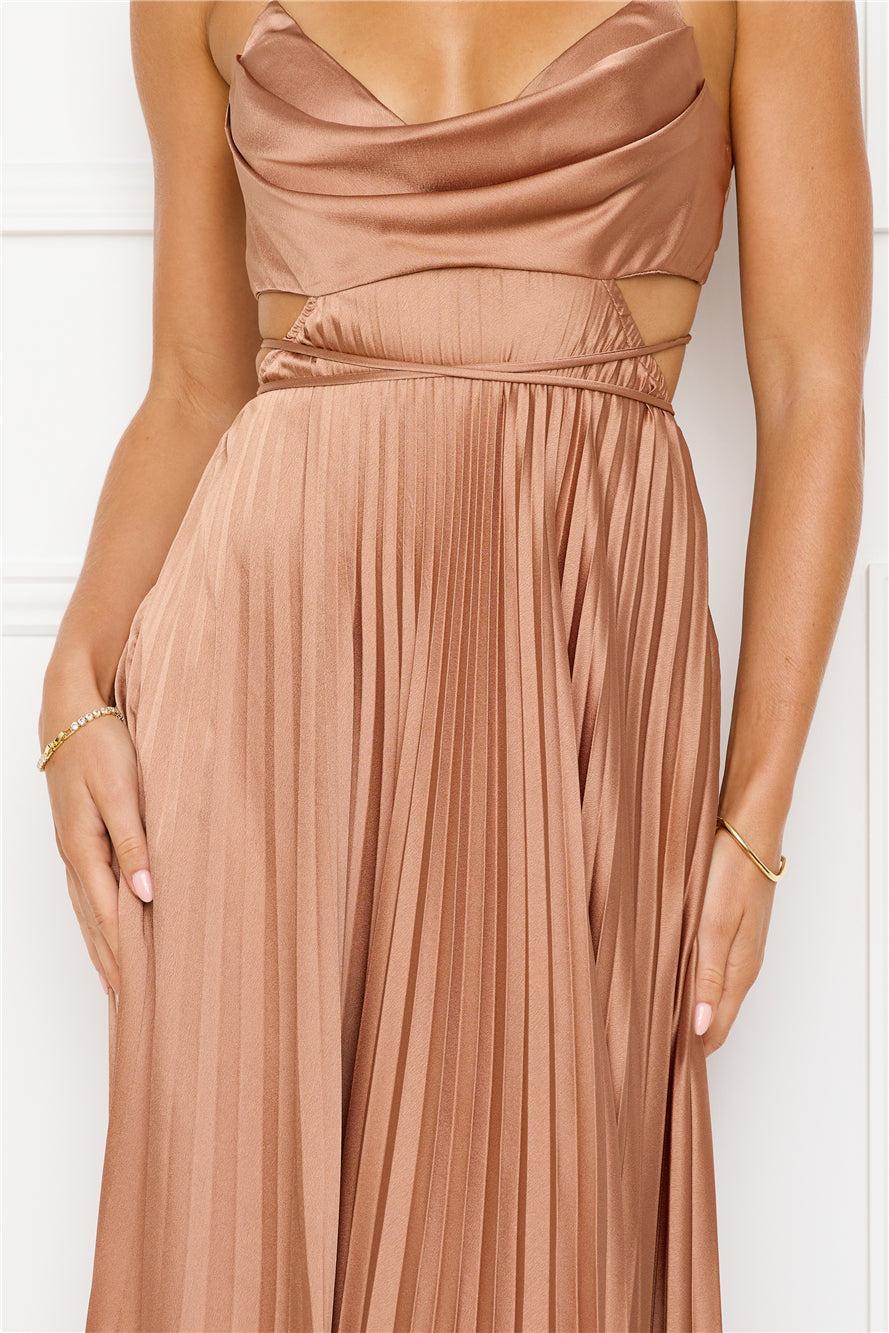 Solara Satin Maxi Dress Brown Product Image
