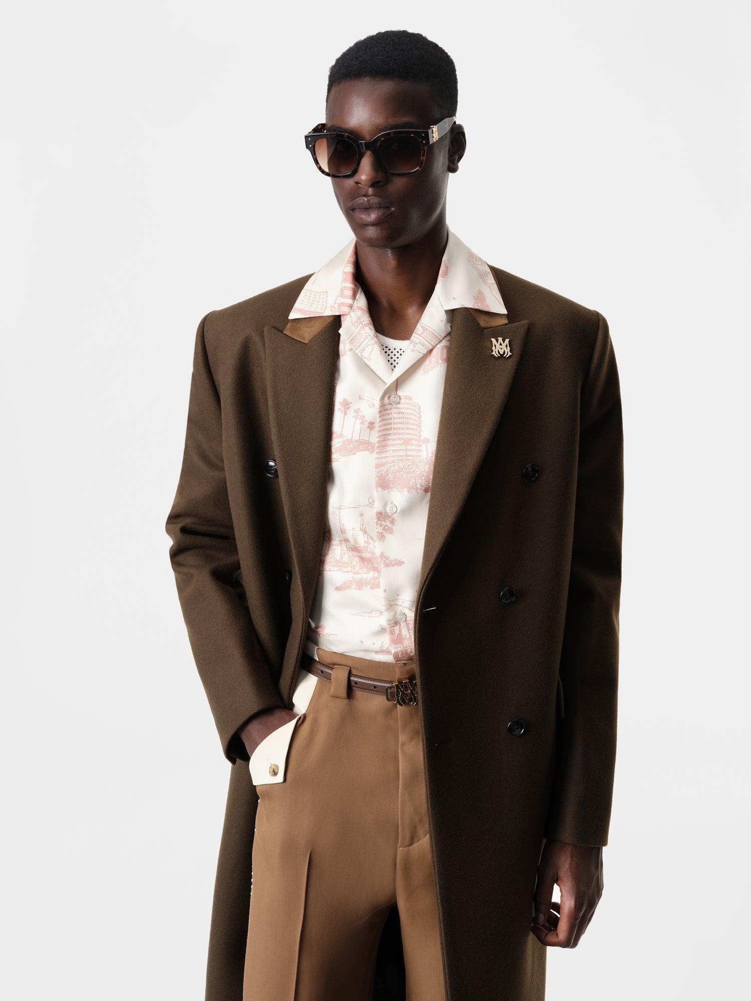 DOUBLE-BREASTED OVERCOAT - Dark Brown Product Image