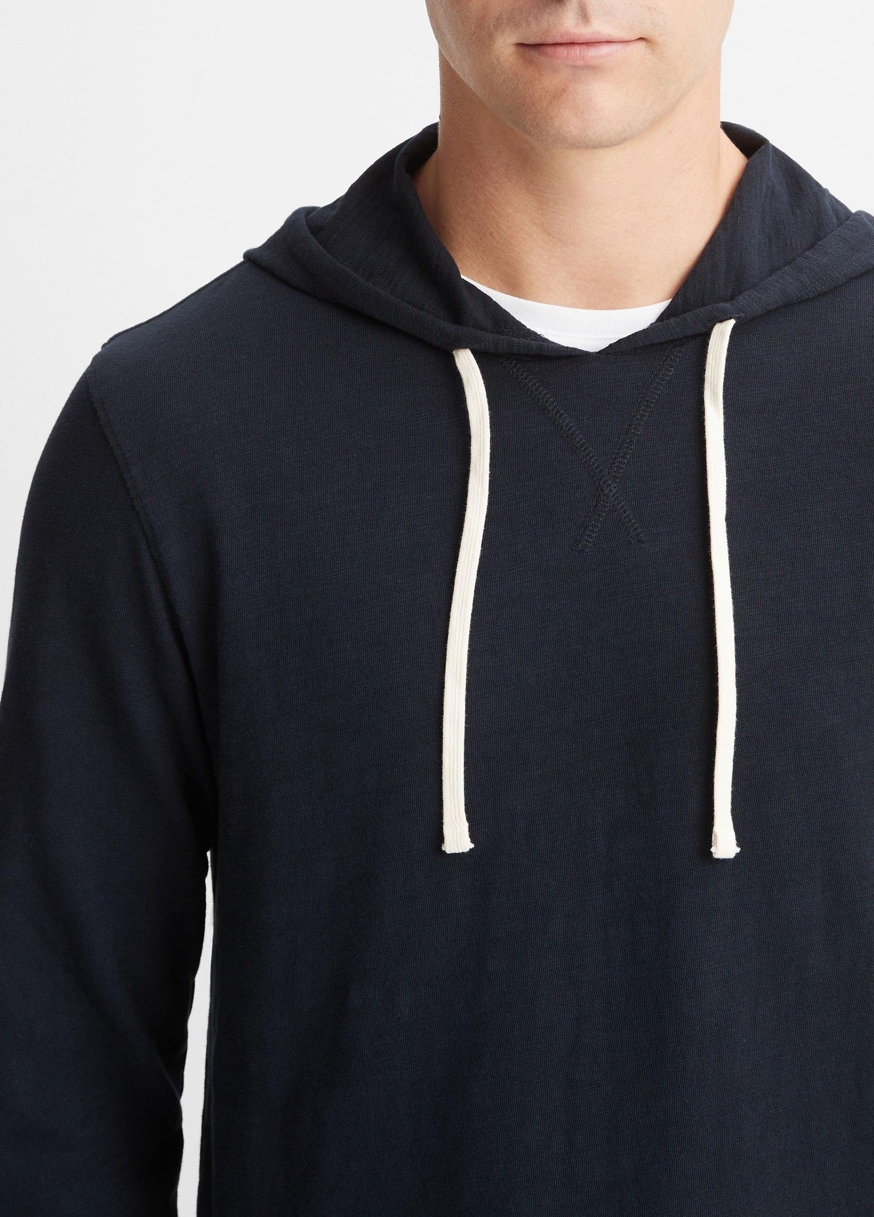 Mens Textured Cotton Hoodie, Coastal Blue, Size L Vince Product Image
