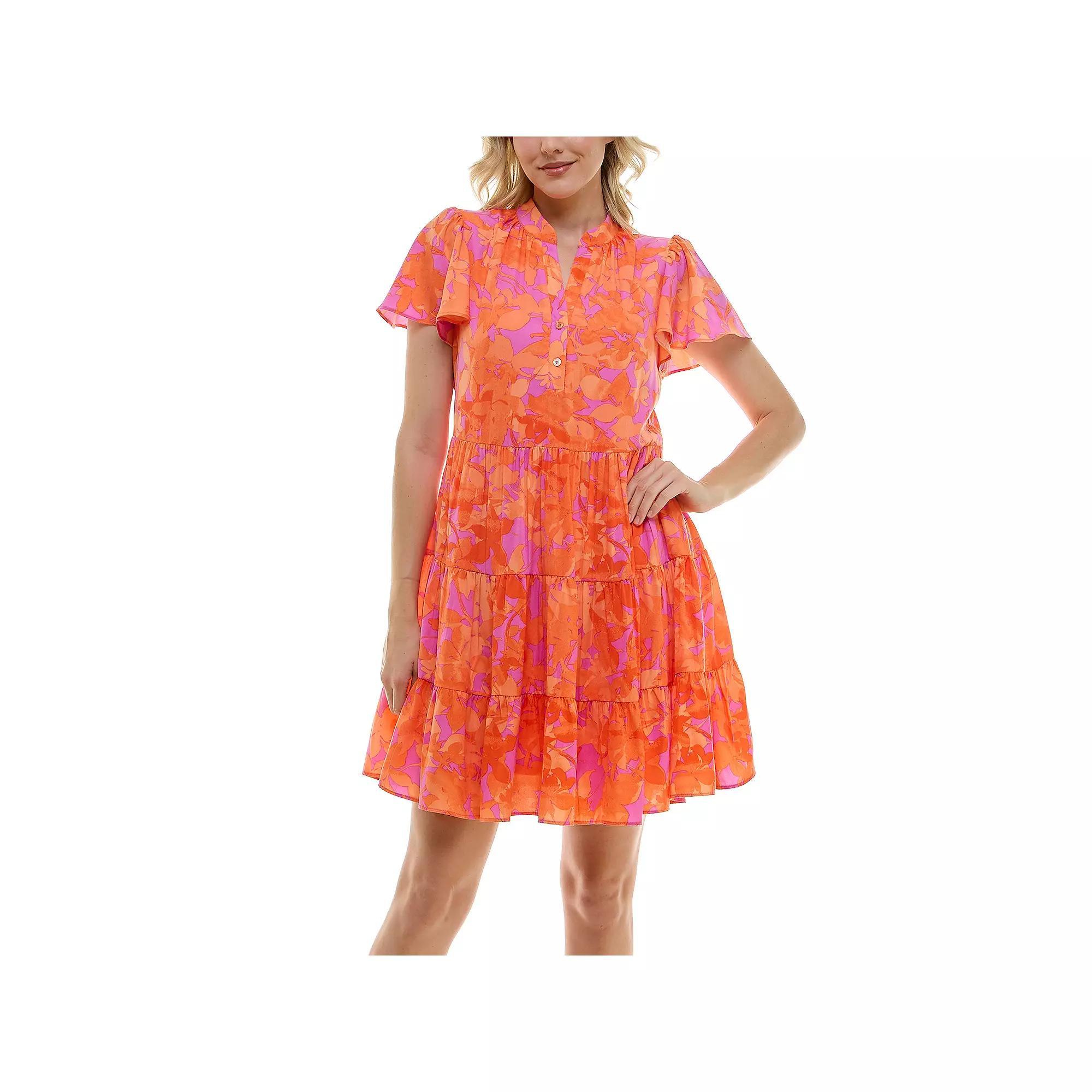 Womens Taylor Dress Printed Madeline Crepe Mini Dress Phlox Orange Product Image