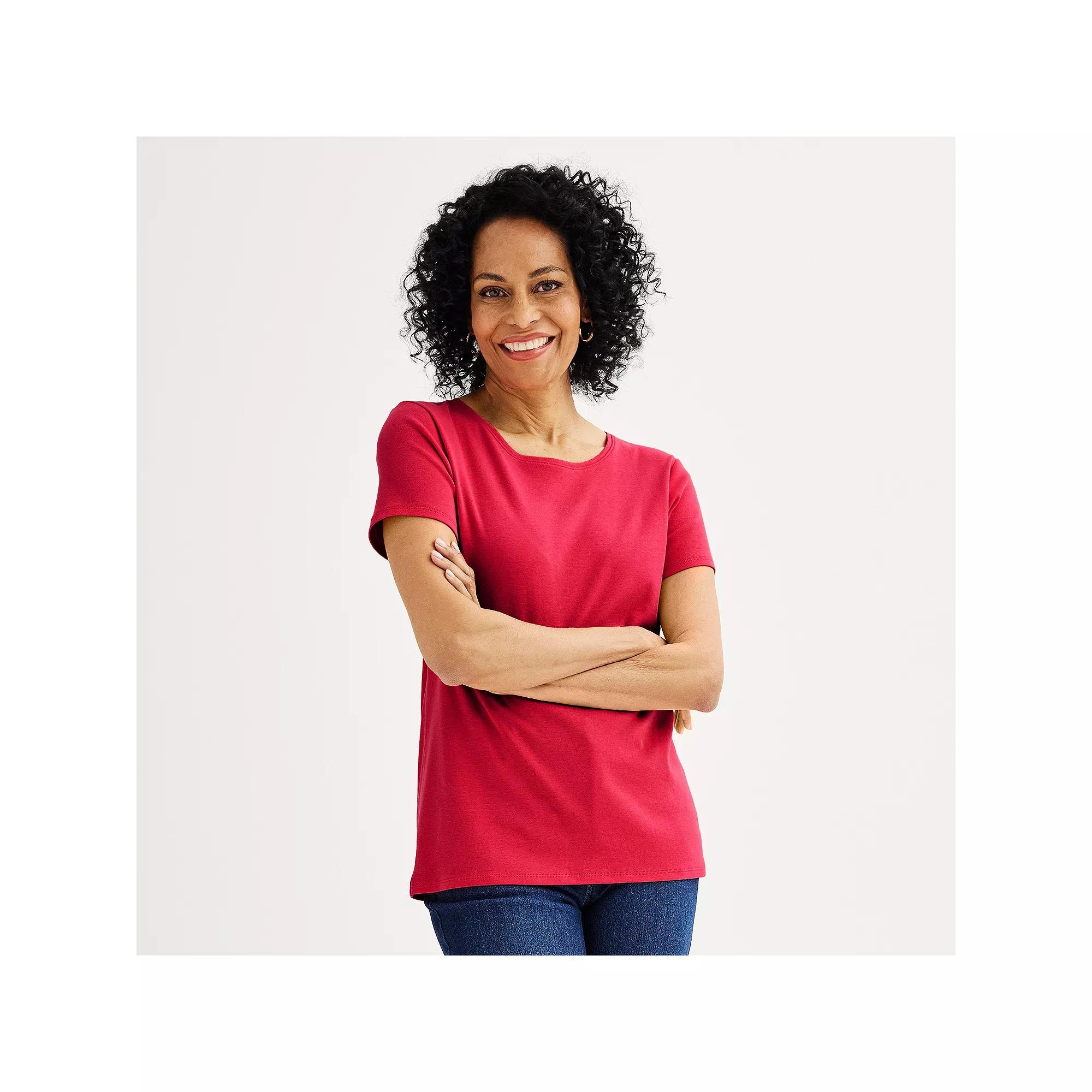 Petite Croft & Barrow® Essential Crewneck Tee, Women's, Size: XXL Petite, Cassidy Purple Product Image