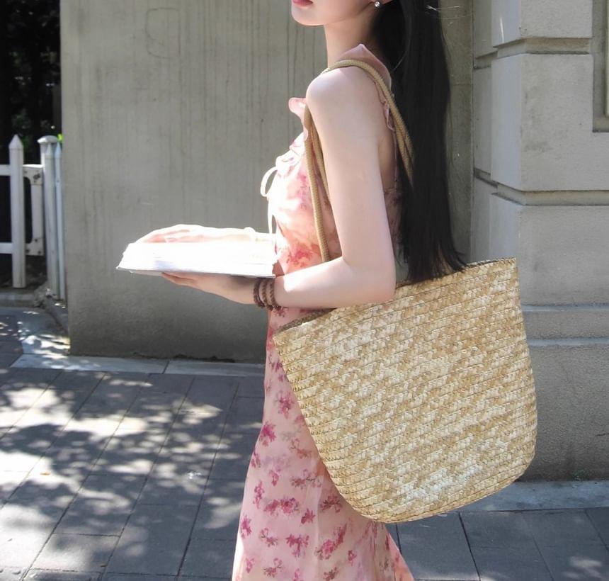Sleeveless V-Neck Floral Maxi A-Line Dress Product Image